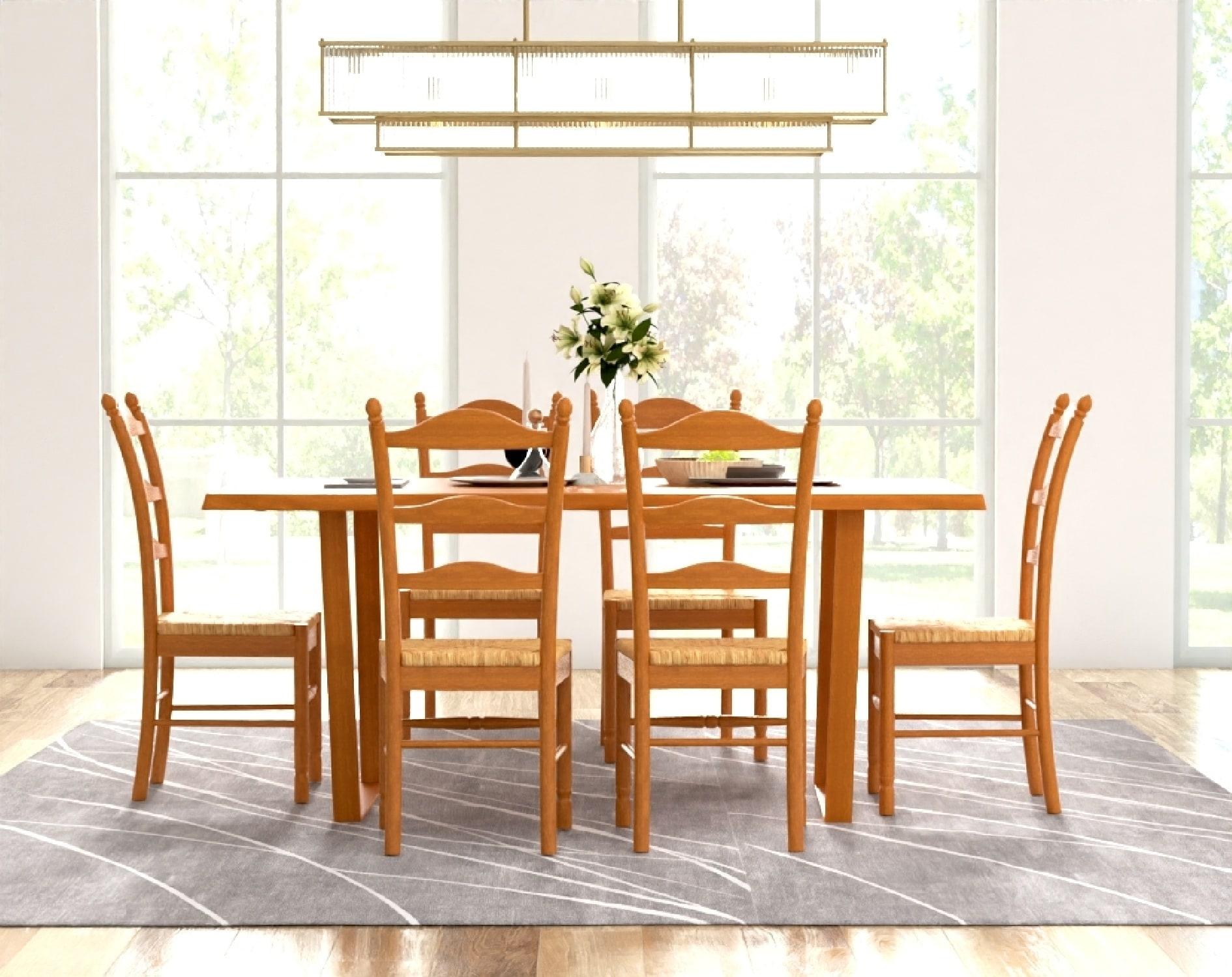 Carolina Living Aurora Rush Seat Dining Chair English Pine and Table: Woven, Ladder-Back, Wood Frame