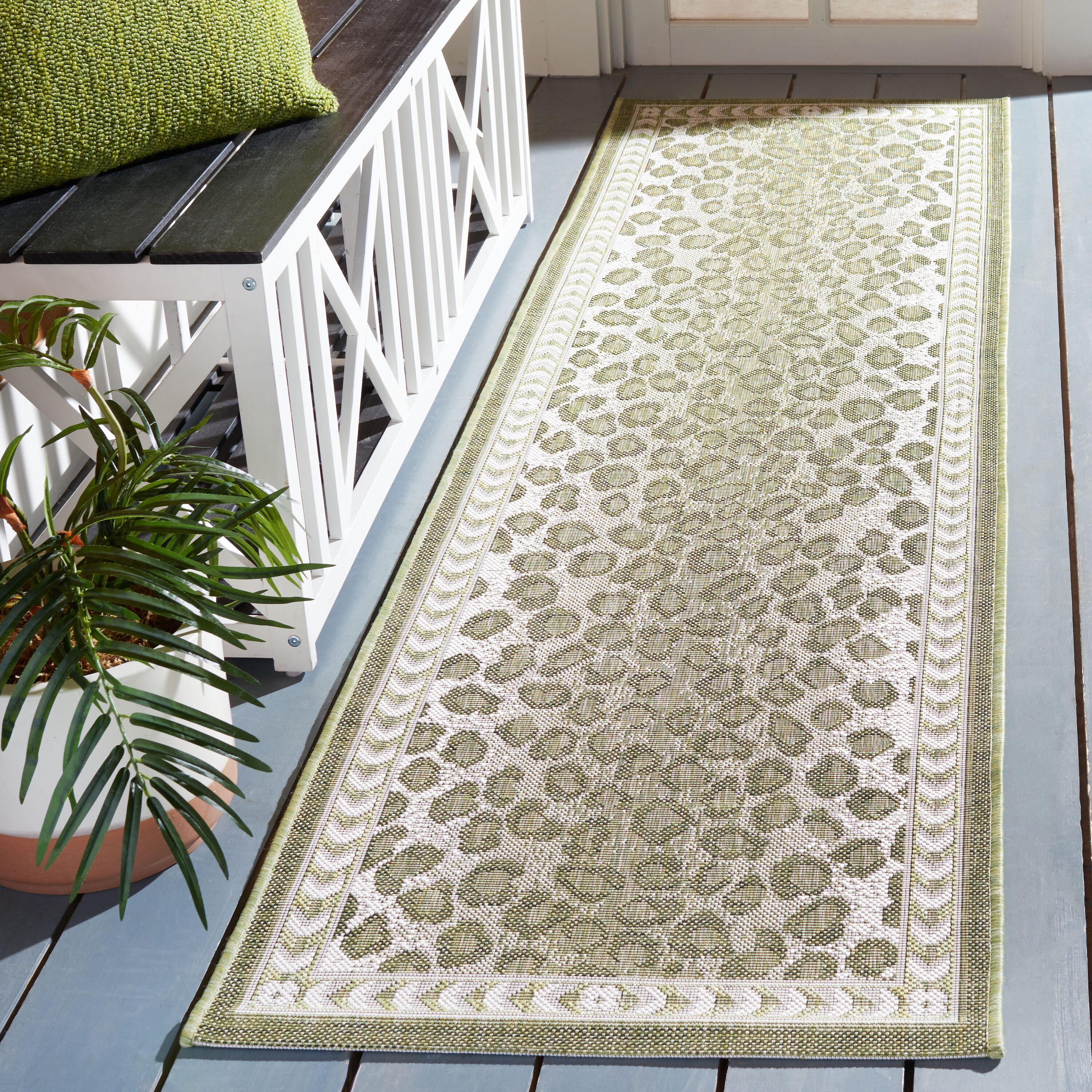 Courtyard CY6100 Power Loomed Indoor/Outdoor Runner Rug - Light Green/Ivory - 2'3"x12' - Safavieh.