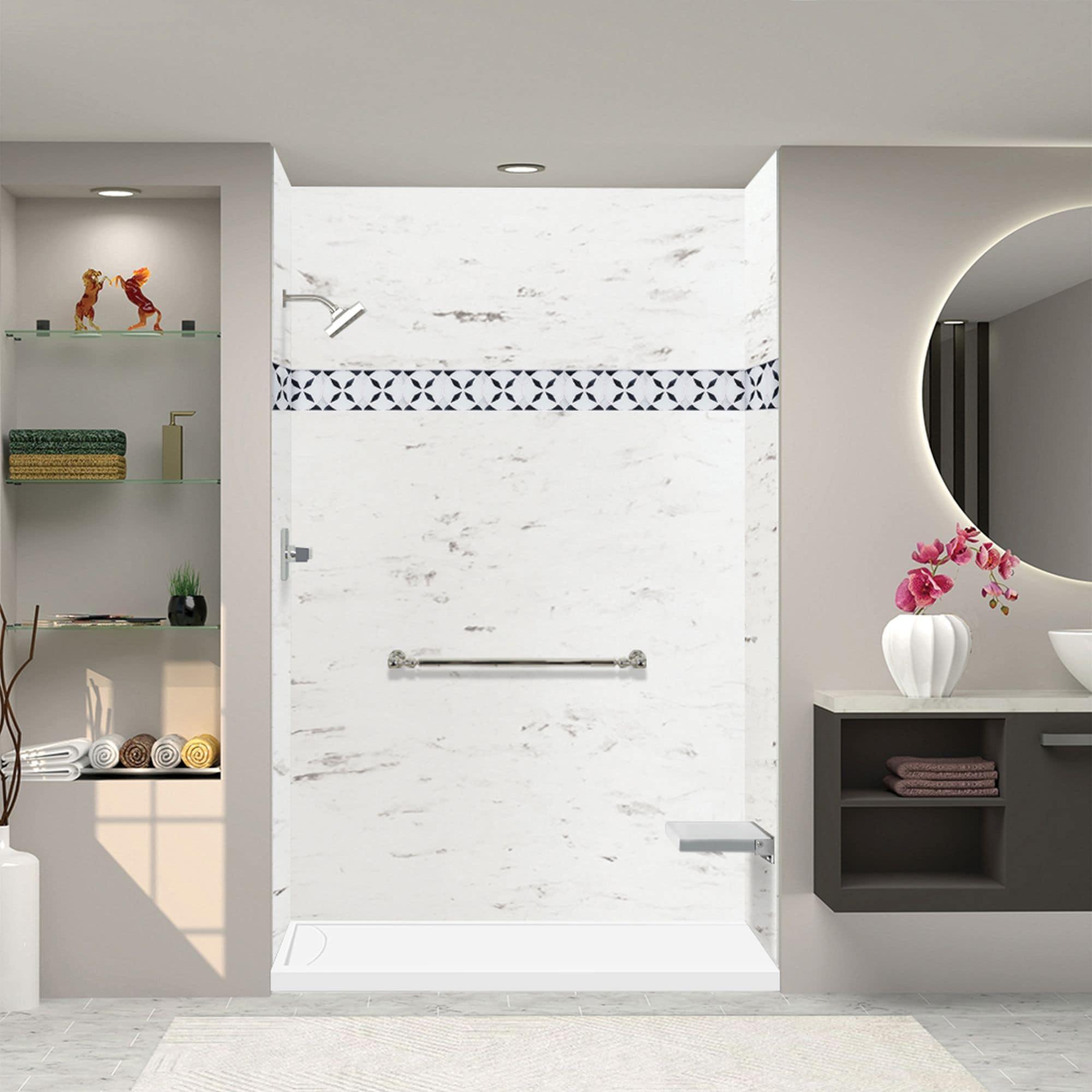 Transolid Transolid 60-in x 32-in Cast Solid Surface Shower Base with Linear FSL6032L-01