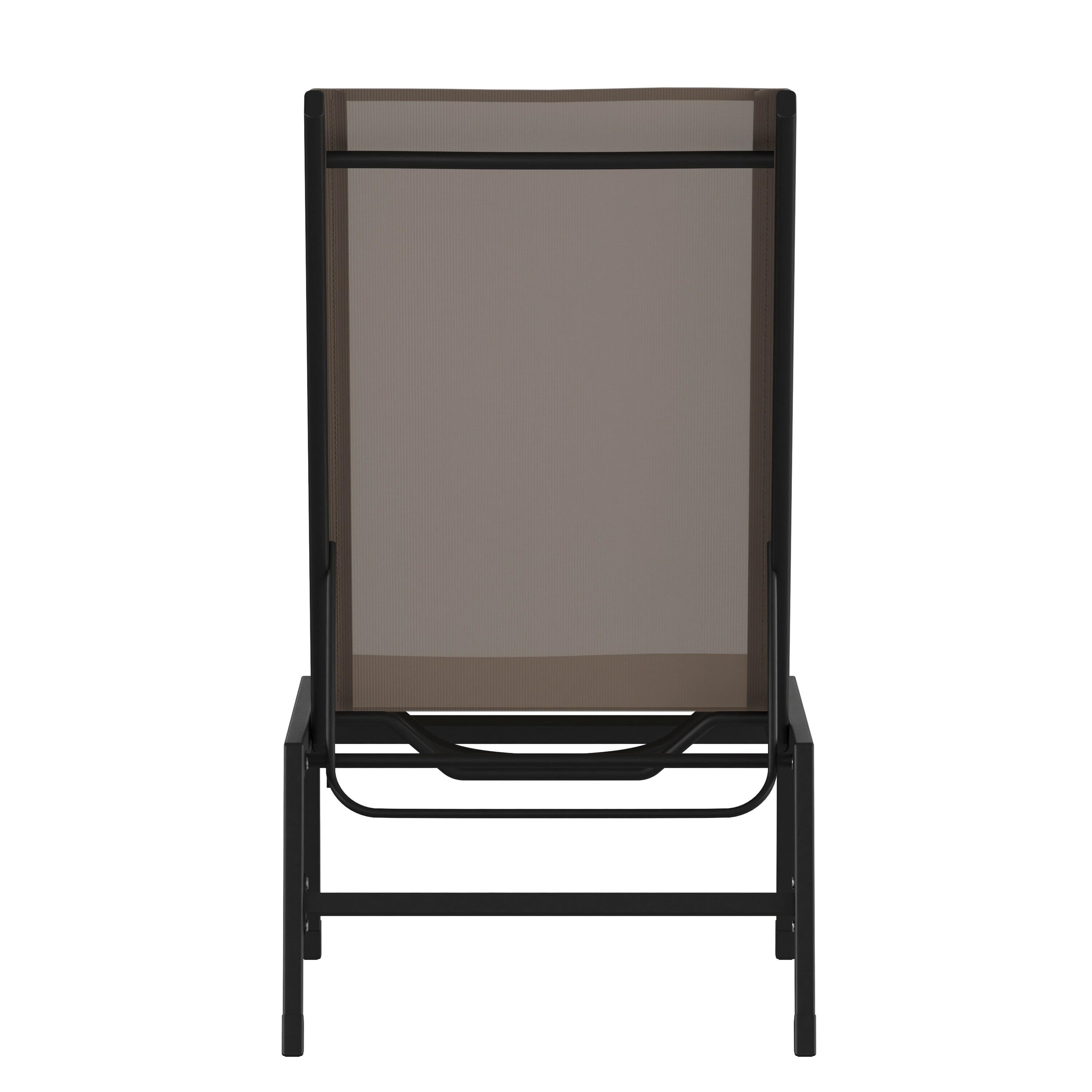 Flash Furniture Brazos Adjustable Chaise Lounge Chair, Outdoor Five-Position Recliner, All Weather, Black/Brown