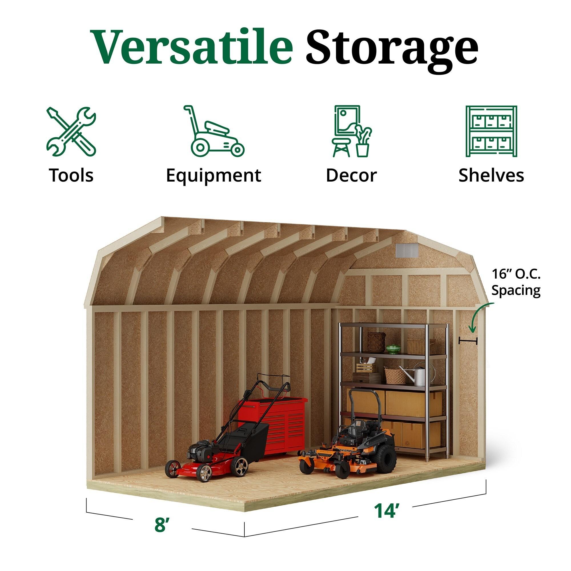 Little Cottage Co. 8x14 Classic Gambrel Barn with 6 ft. Sidewalls, Outdoor Wood Storage Shed Do-It-Yourself Precut Kit