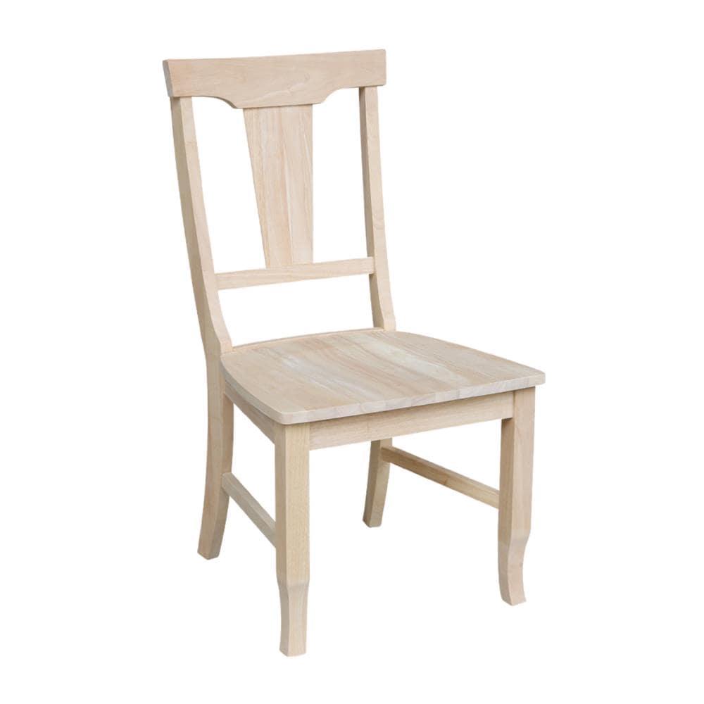 Set of 2 Panel Back Chair Unfinished - International Concepts: Solid Wood, Rubberwood Legs, Armless