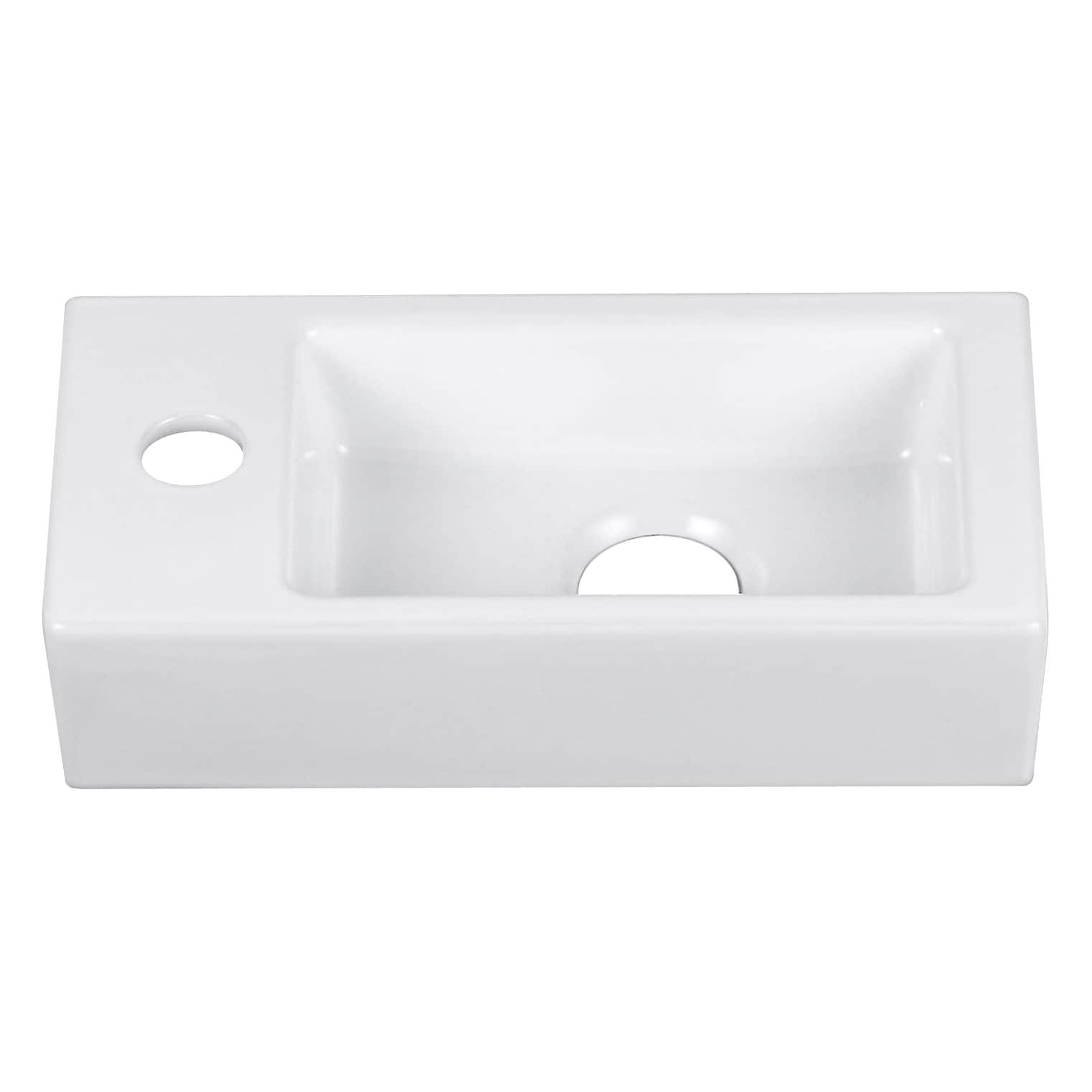 Liberty 14.57'' x 7'' Vitreous China Rectangular Wall Mount Bathroom Sink with Left Faucet Hole for Small Space