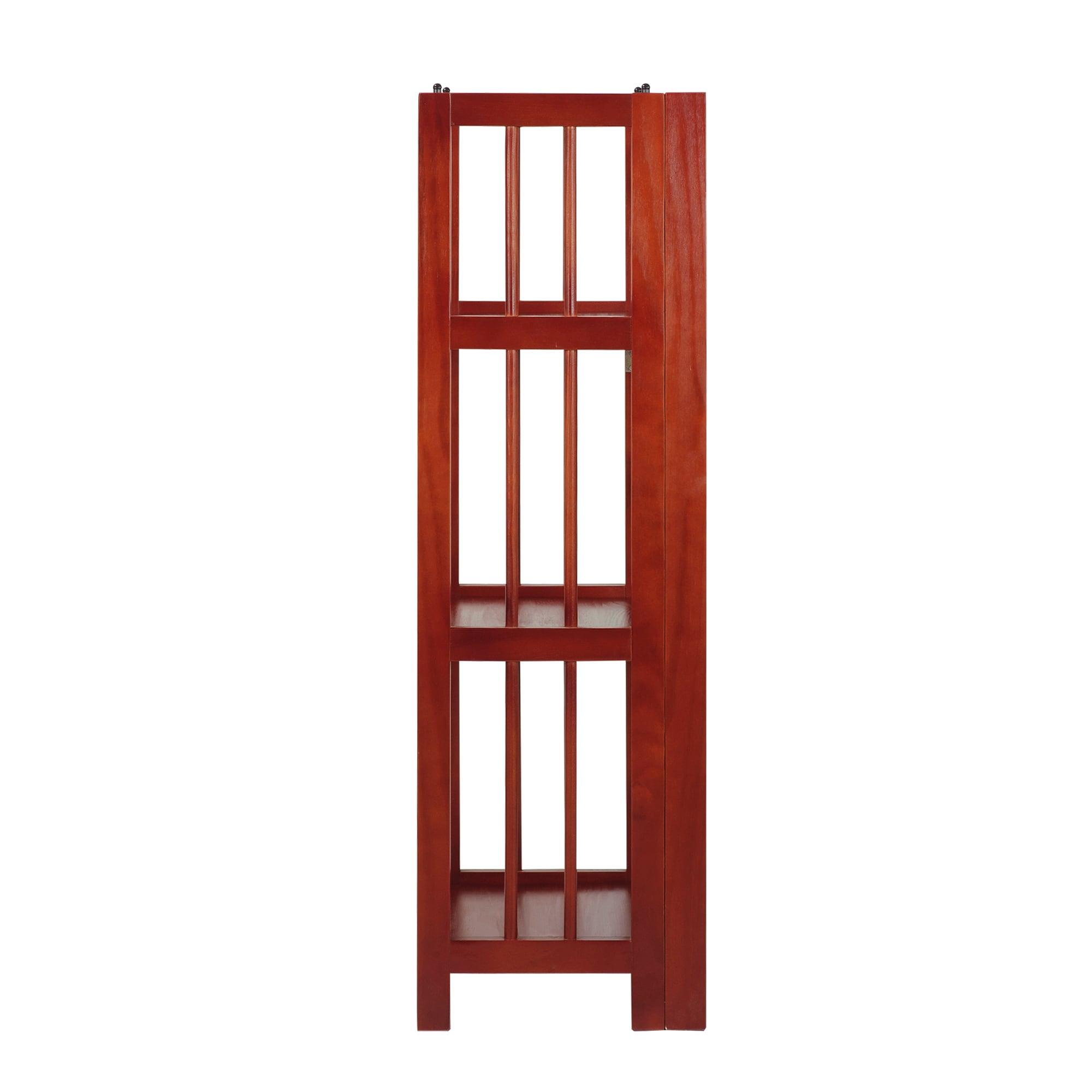 Casual Home 3 Shelf 14 Inch Folding Office Furniture Wood Bookcase, Mahogany