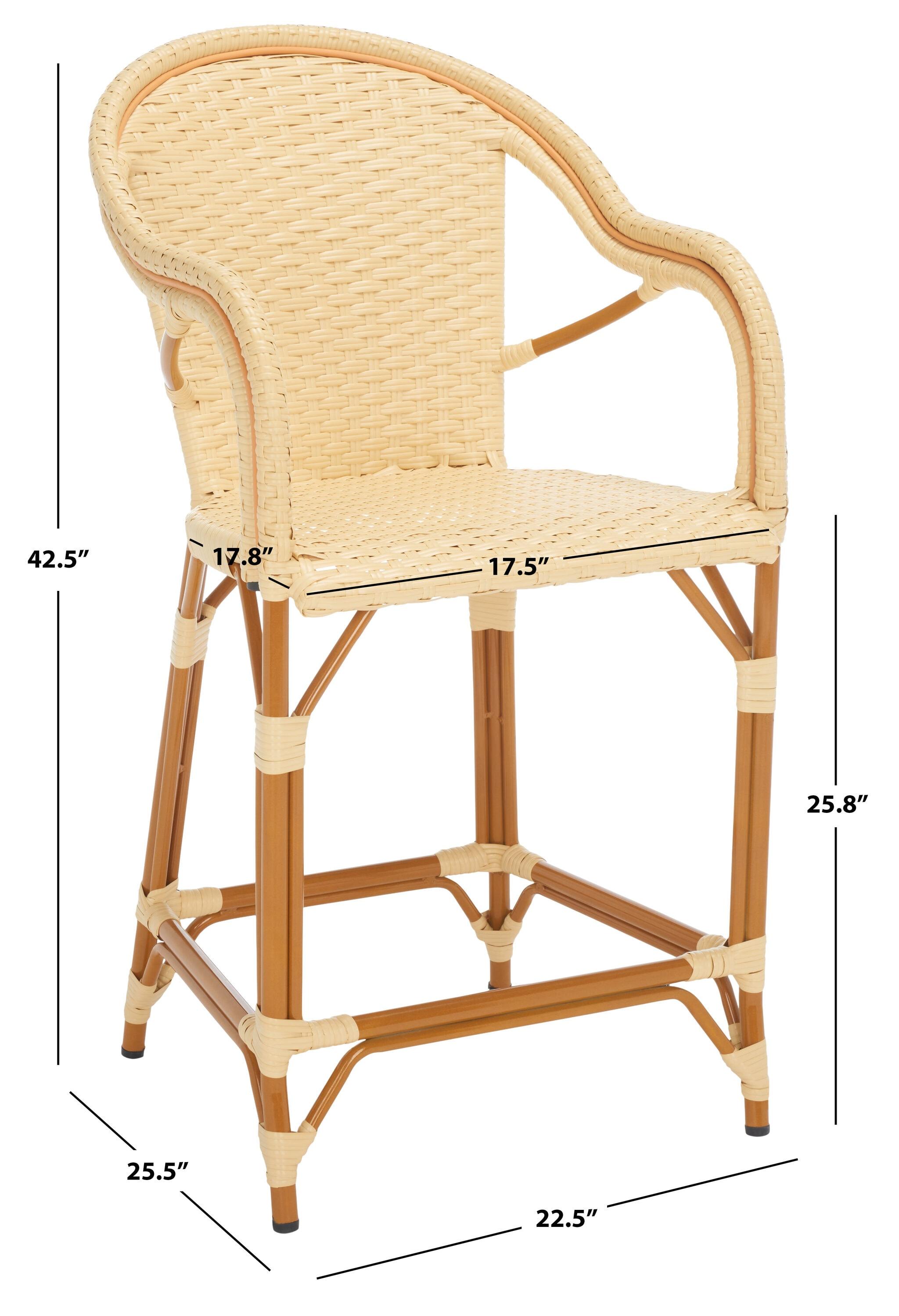 California Counter Stool With Arms - Indoor/Outdoor - PAT7533 - Natural - Safavieh