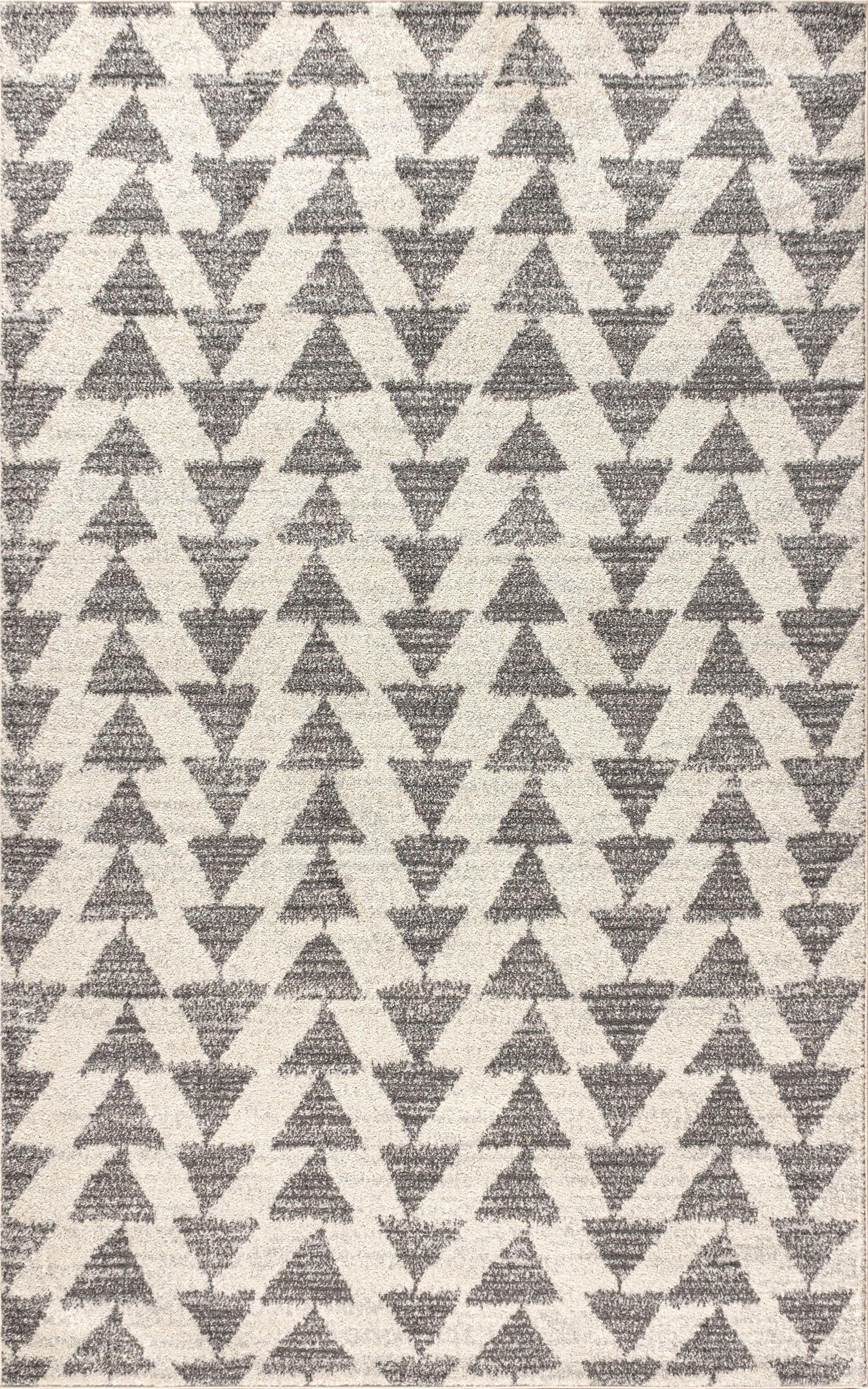 3'x5' Aisha Moroccan Triangle Geometric  Area Rug, Cream/Gray - JONATHAN Y