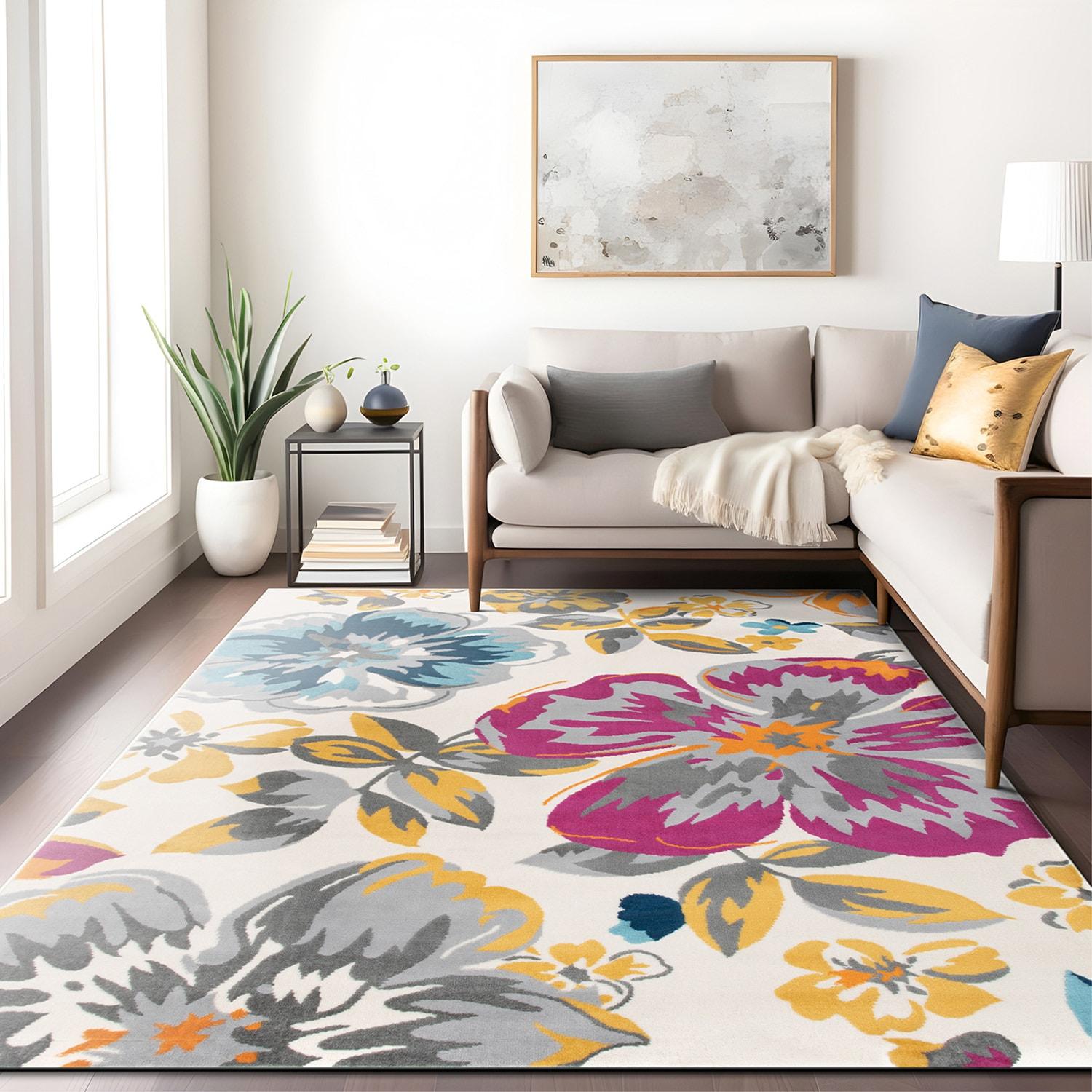 World Rug Gallery Modern Floral Design Multi 5' x 7' Area Rug