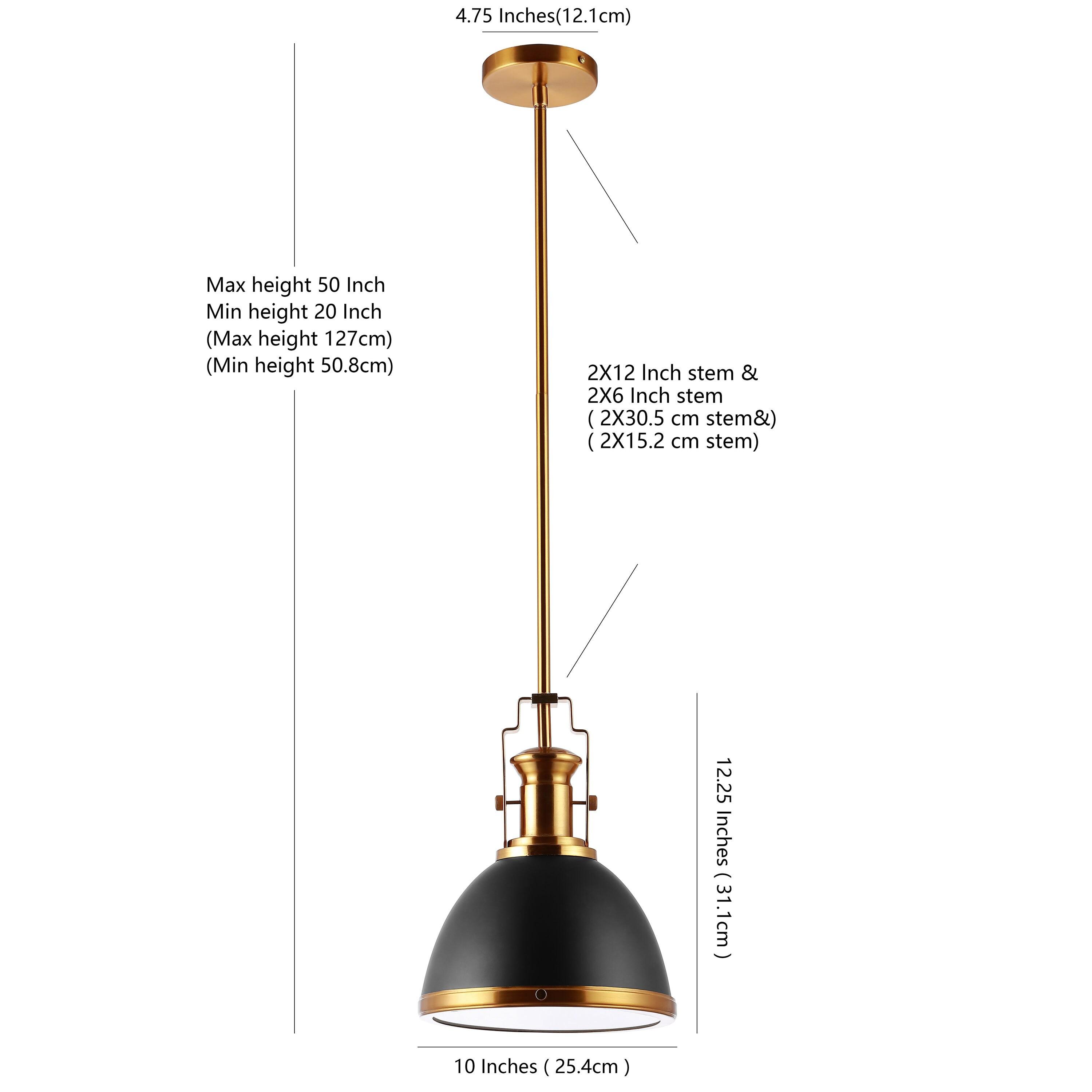 Homer 10" 1-Light Modern Industrial Iron LED Dome Pendant, Black/Brass Gold