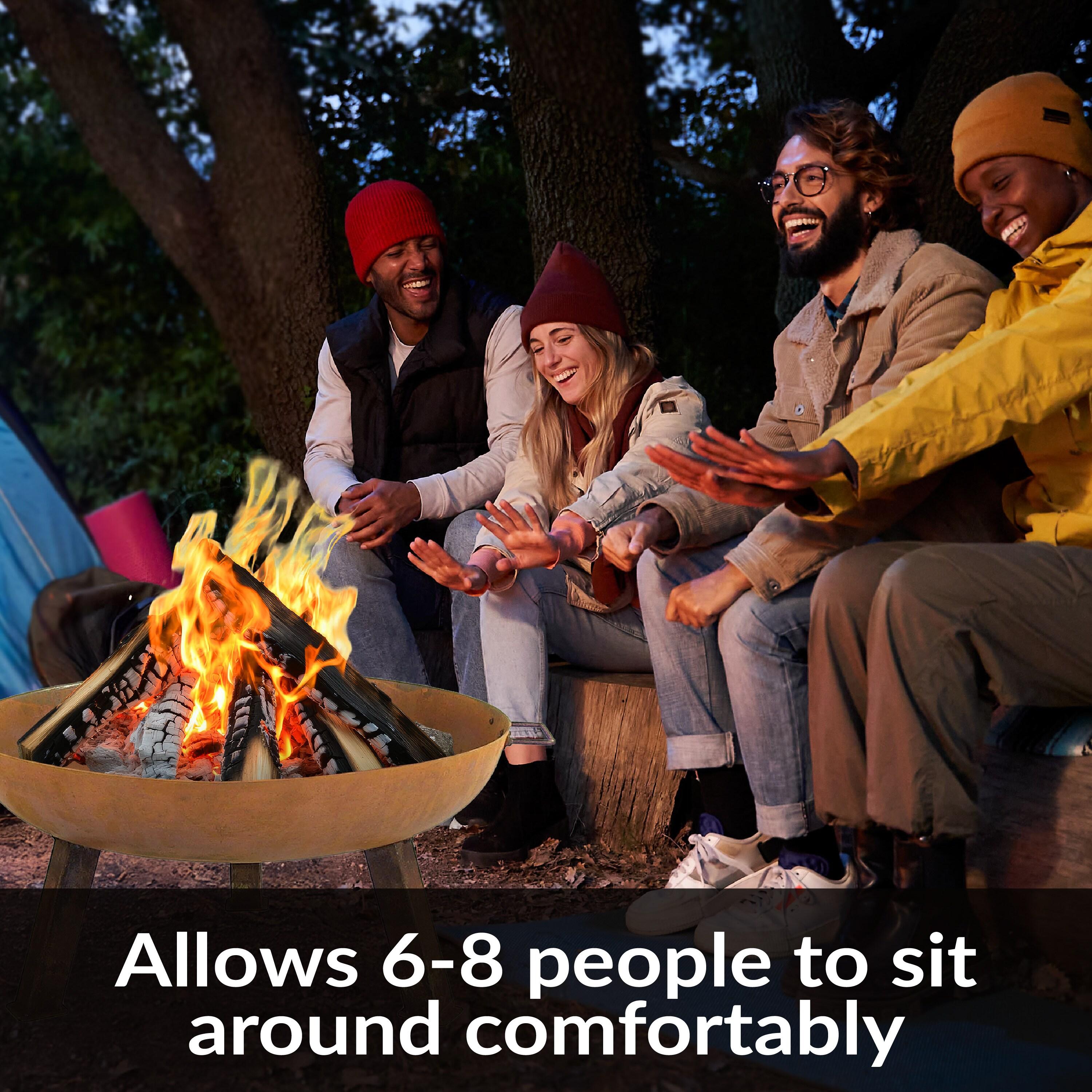 SunnyDaze Decor Union Round Wood-Burning Steel Finish Cast Iron Outdoor Raised Fire Pit Bowl