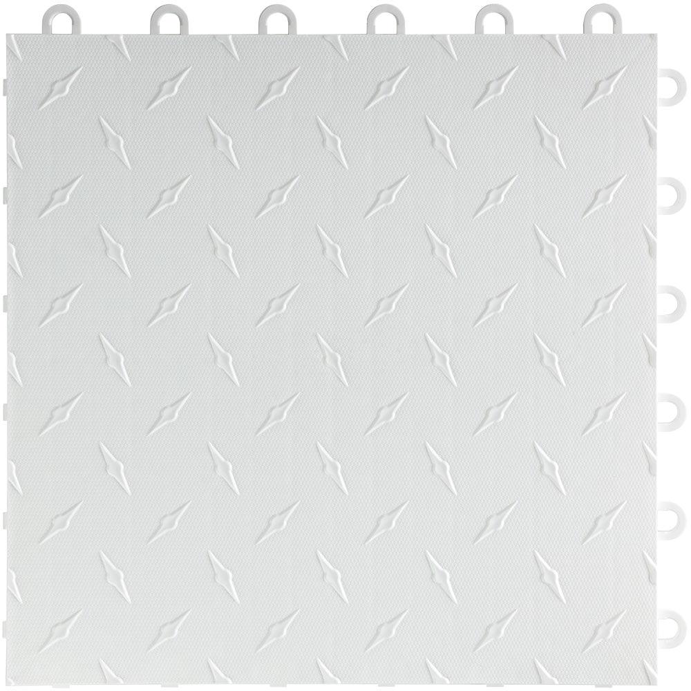 12 in. W x 12 in. L Artic White Diamondtrax Home Modular Polypropylene Flooring (10-Tile/Pack) (10 sq. ft.)
