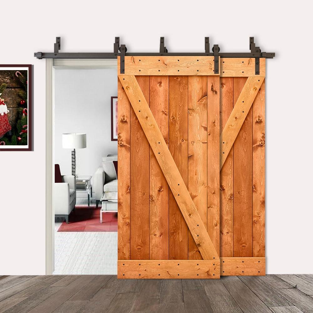 Calhome 84'' Solid Wood Paneled Painted with Installation Hardware Kit Barn Door