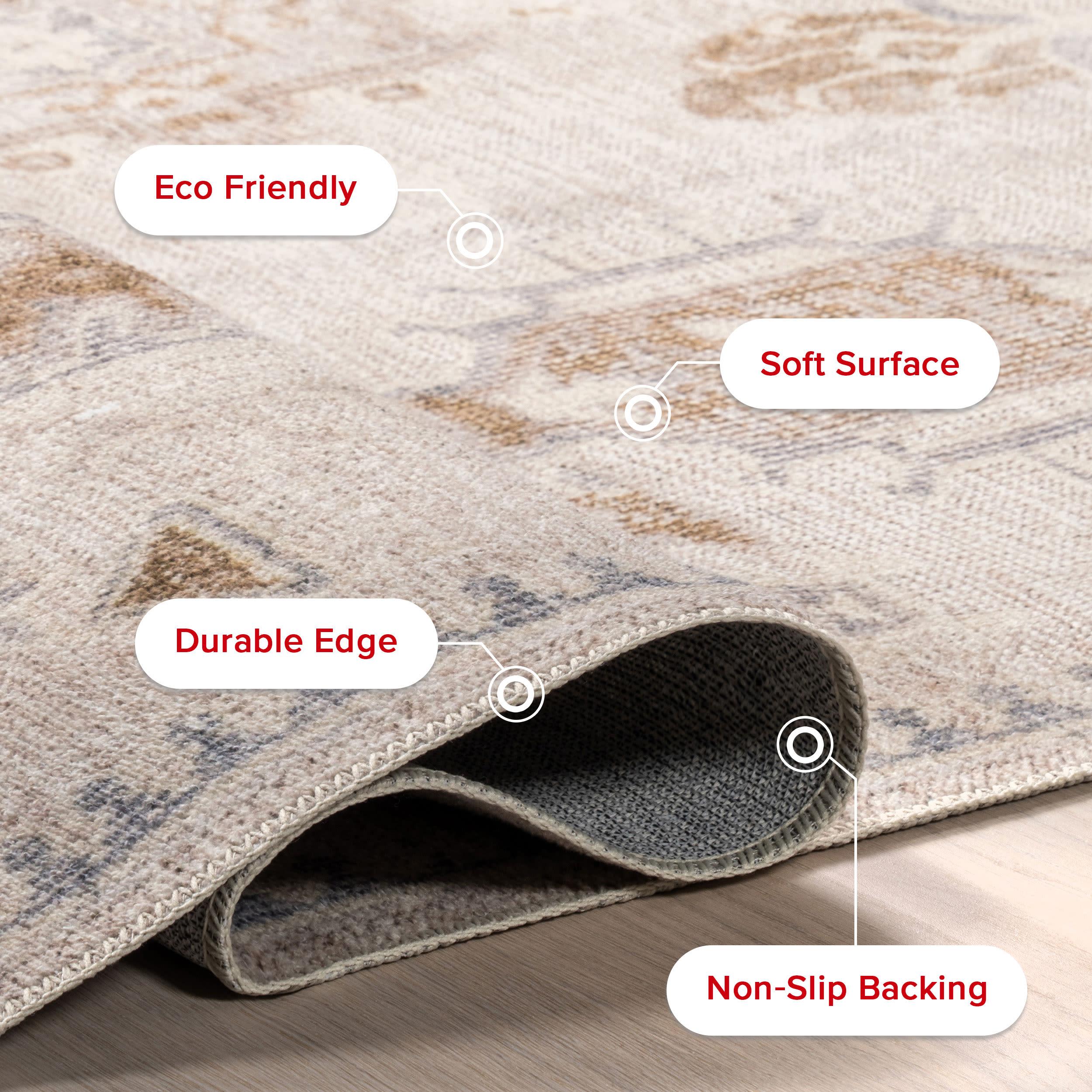 Nuloom Krystin Distressed Pet Friendly Machine Washable Area Rug, 5' x 8', Beige