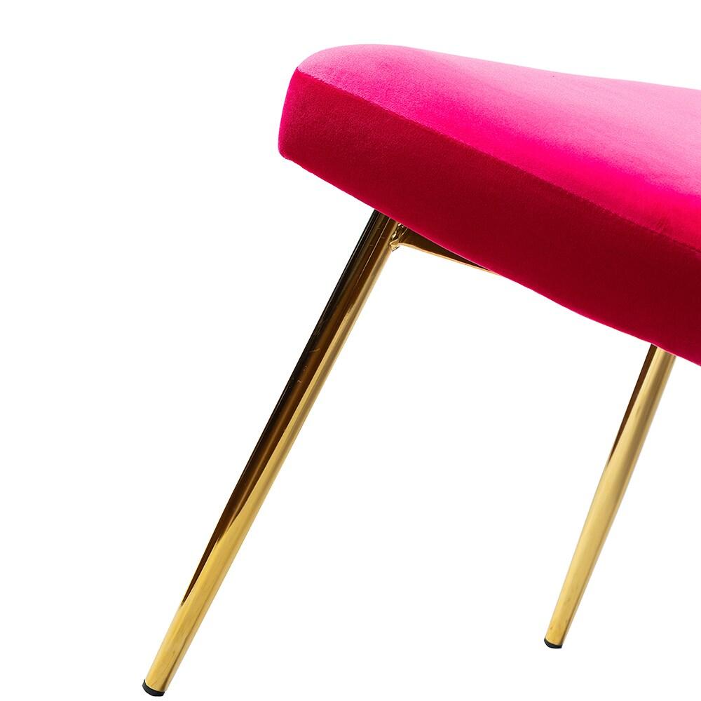 Velvet Dining Chairs Set of 2 Upholstered Wingback Side Chairs Living Room Kitchen Fushia