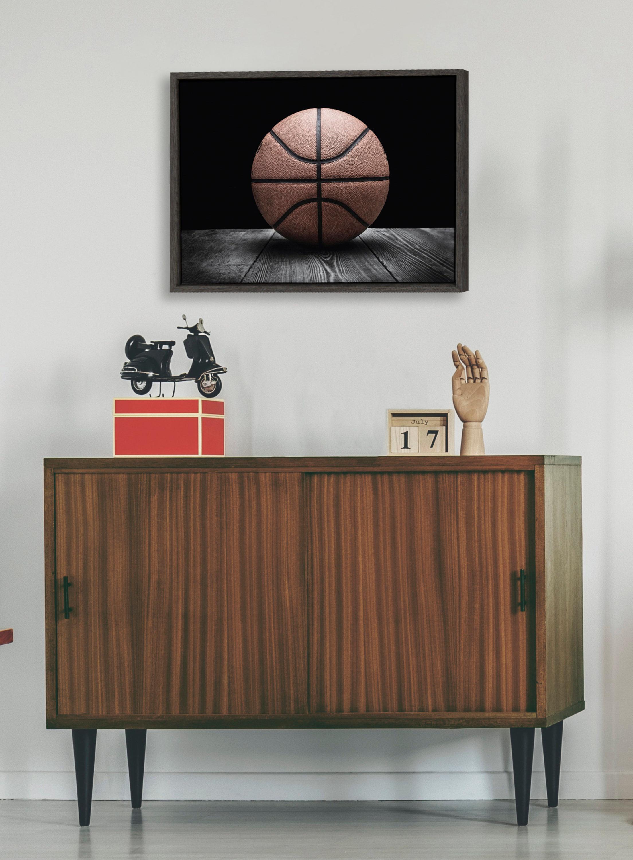 18" x 24" Sylvie Vintage Basketball Framed Canvas By Shawn St. Peter - DesignOvation: Sports Wall Art, Nursery Decor