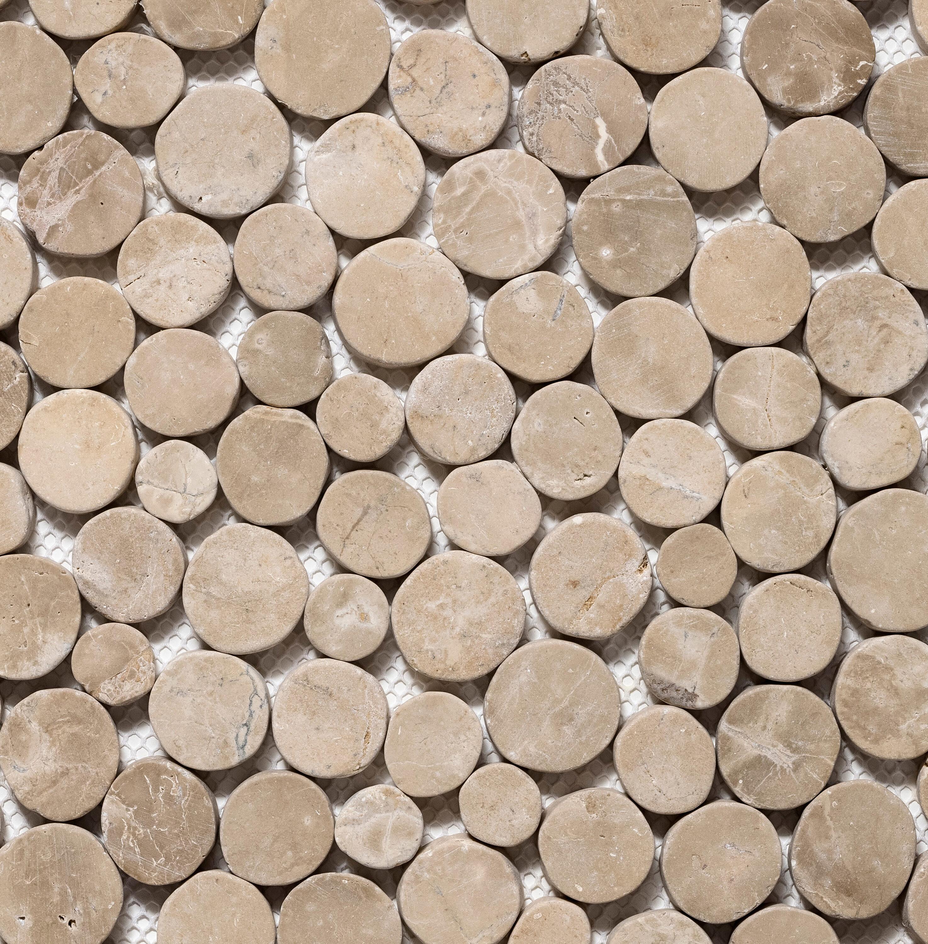 Cruz Bay Studio 11.5" x 11.5" Random Sized Natural Stone Penny Round Mosaic Wall & Floor Tile