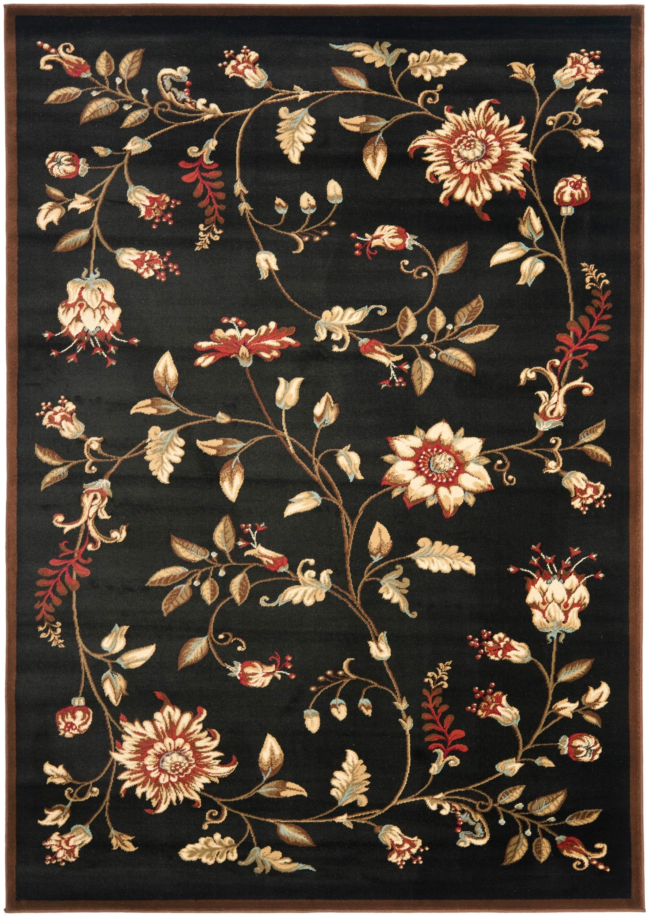 Lyndhurst LNH552 Power Loomed Area Rug - Black/Multi - 5'3"x7'6" - Safavieh
