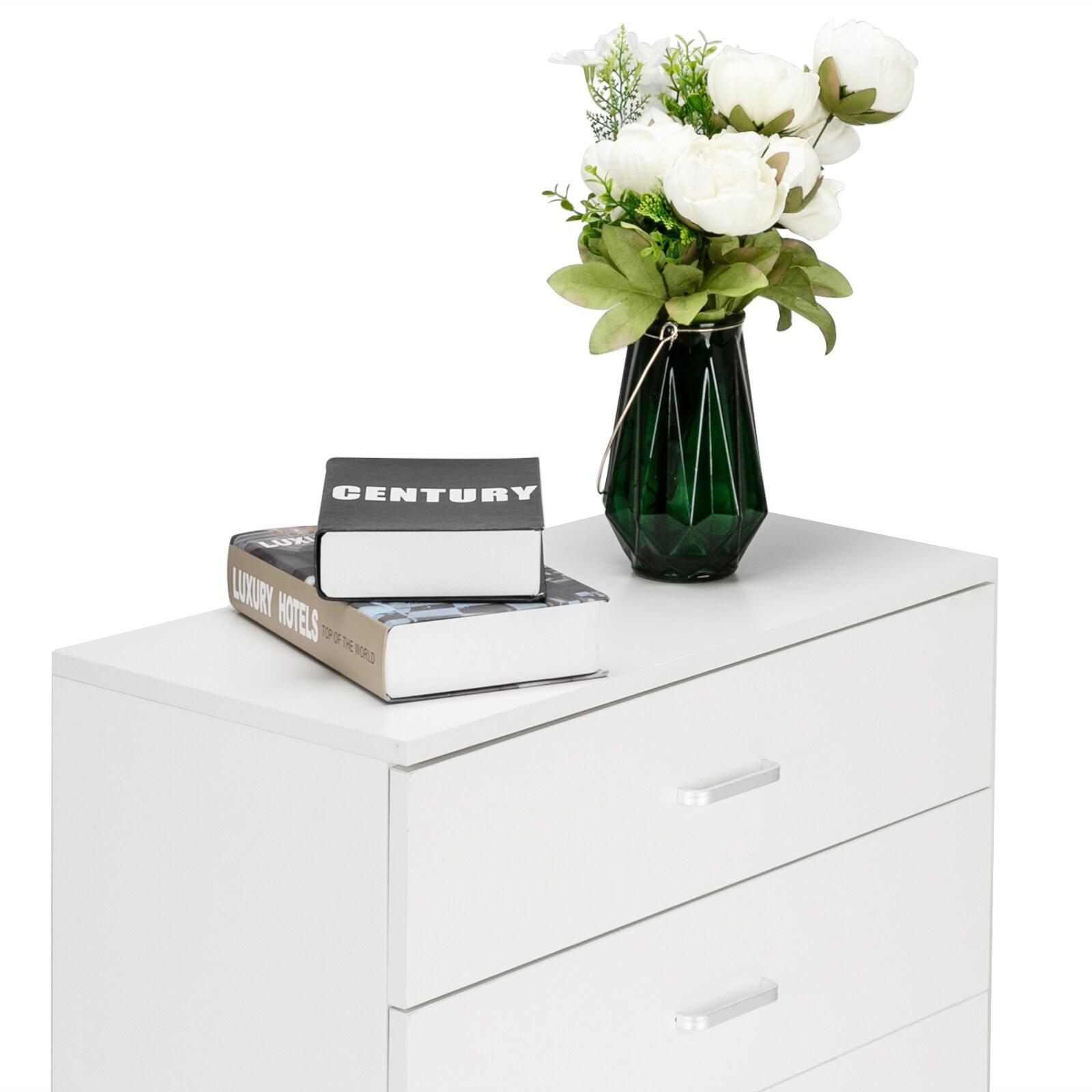 White Dressers for Bedroom, Heavy Duty 3-Drawer Wood Chest of Drawers, Modern Storage Bedroom Chest for Kids Room, White Vertical Storage Cabinet for Bathroom, Closet, Entryway, Hallway, Nursery