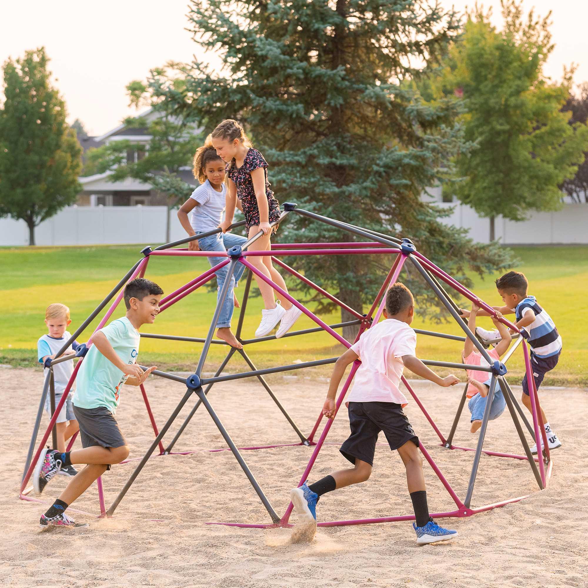 Lifetime Kid's Outdoor 5.5 ft. H x 11 ft. W Dome Climber, Berry and Brown (91088)