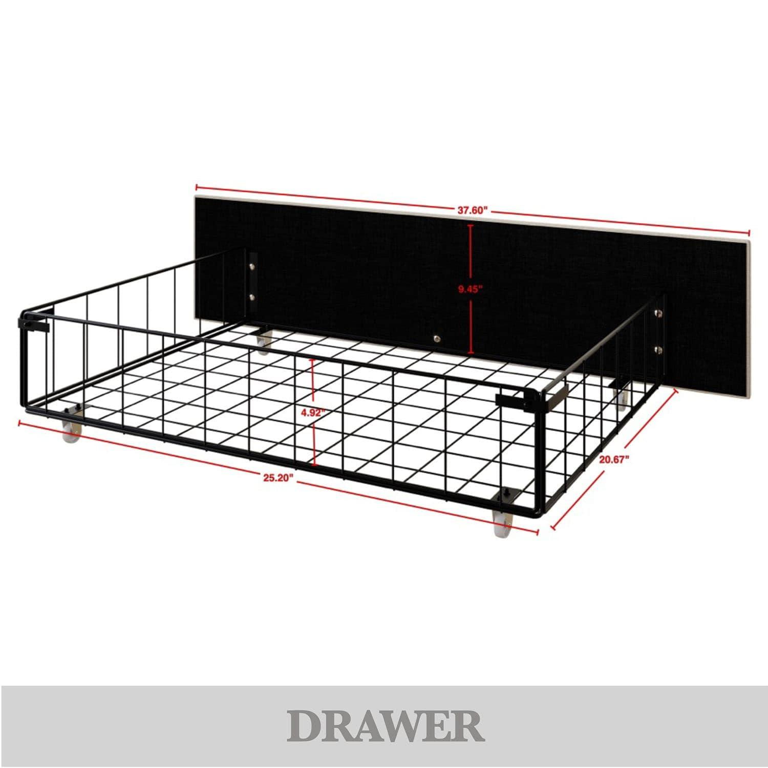 Castle Place Elegant Linen King Platform Bed with Storage, LIght Grey