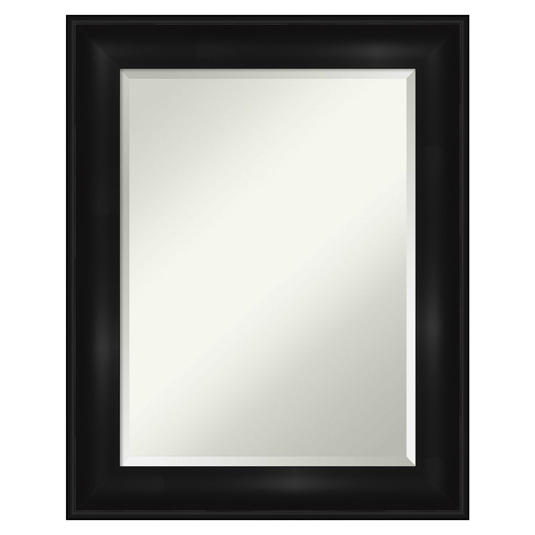 24" x 30" Non-Beveled Grand Black Wall Mirror - Amanti Art: Modern Rectangle, Polystyrene Frame