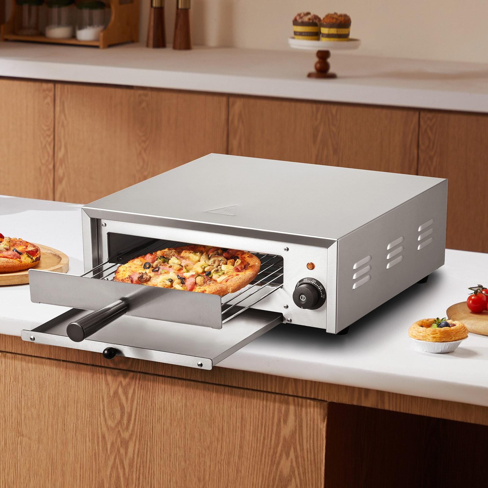 VEVOR Electric Pizza Oven 12-inch 1500W 122-662℉ Temp Range Removable Crumb Tray