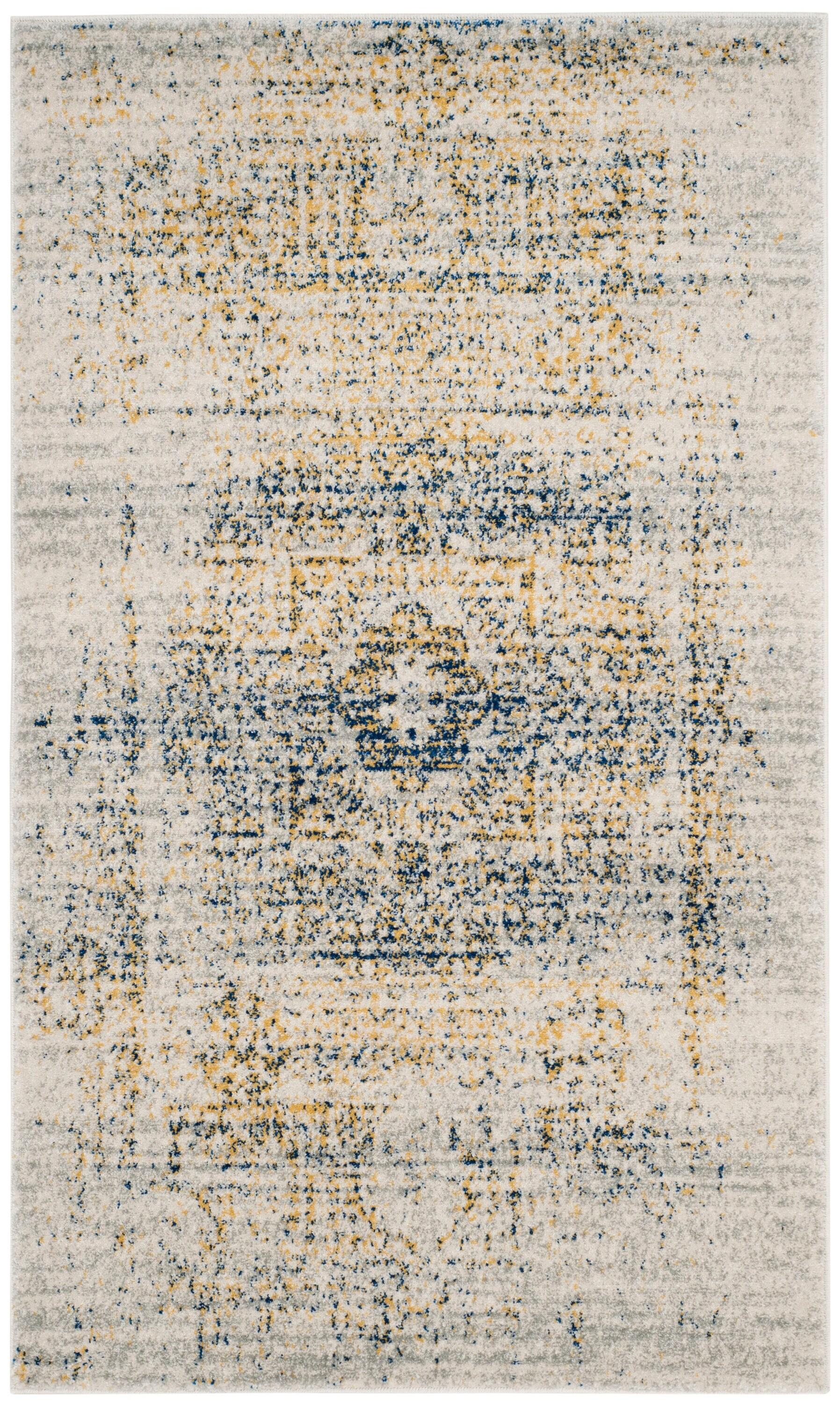 Evoke EVK232 Power Loomed Accent Rug - Ivory/Blue - 3'x5' - Safavieh.