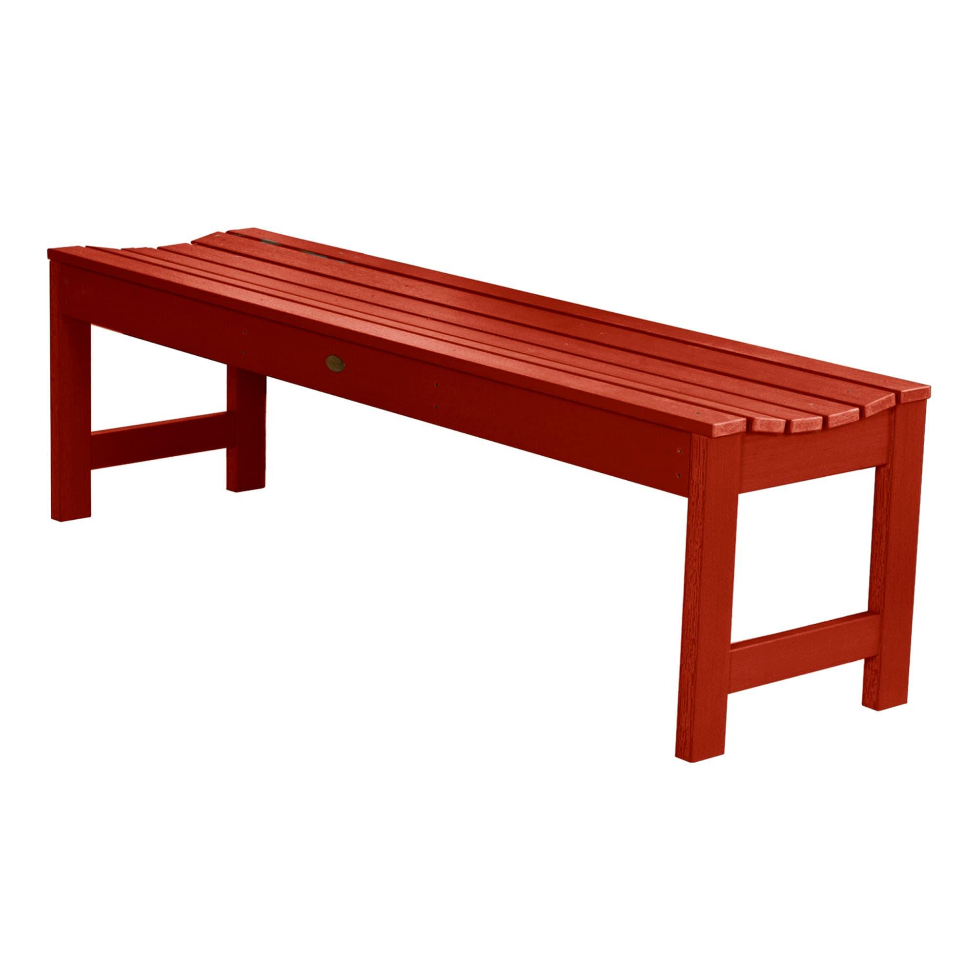 Rustic Red Recycled Plastic Backless Outdoor Bench, 5 Feet
