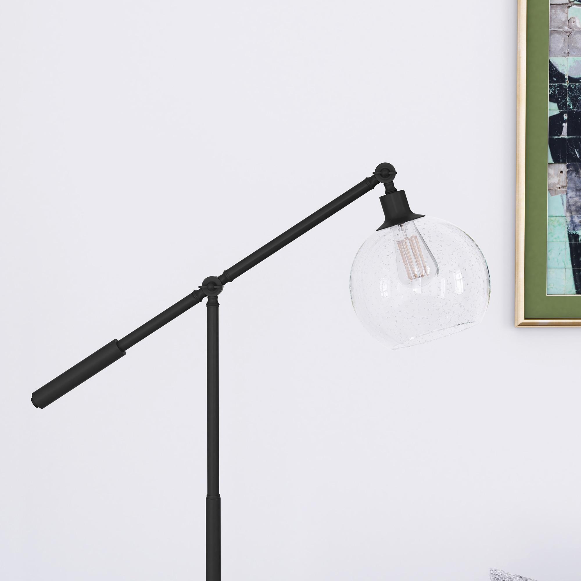 Evelyn&Zoe Dardan 60.62" Tall Floor Lamp with Glass shade in Blackened Bronze/Seeded