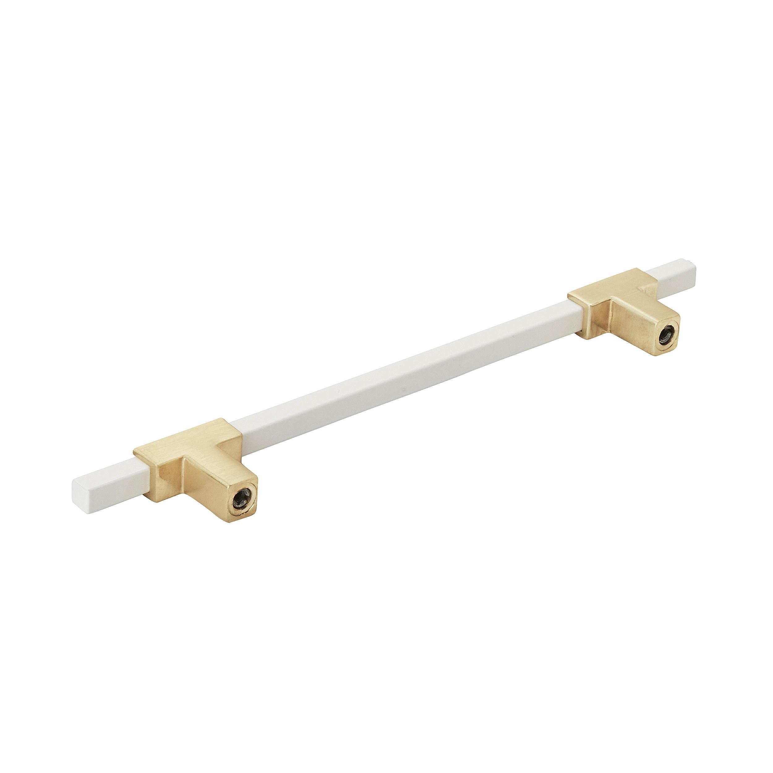 Amerock Urbanite 6-5/16 inch (160mm) Center-to-Center Brushed Gold/White Cabinet Pull