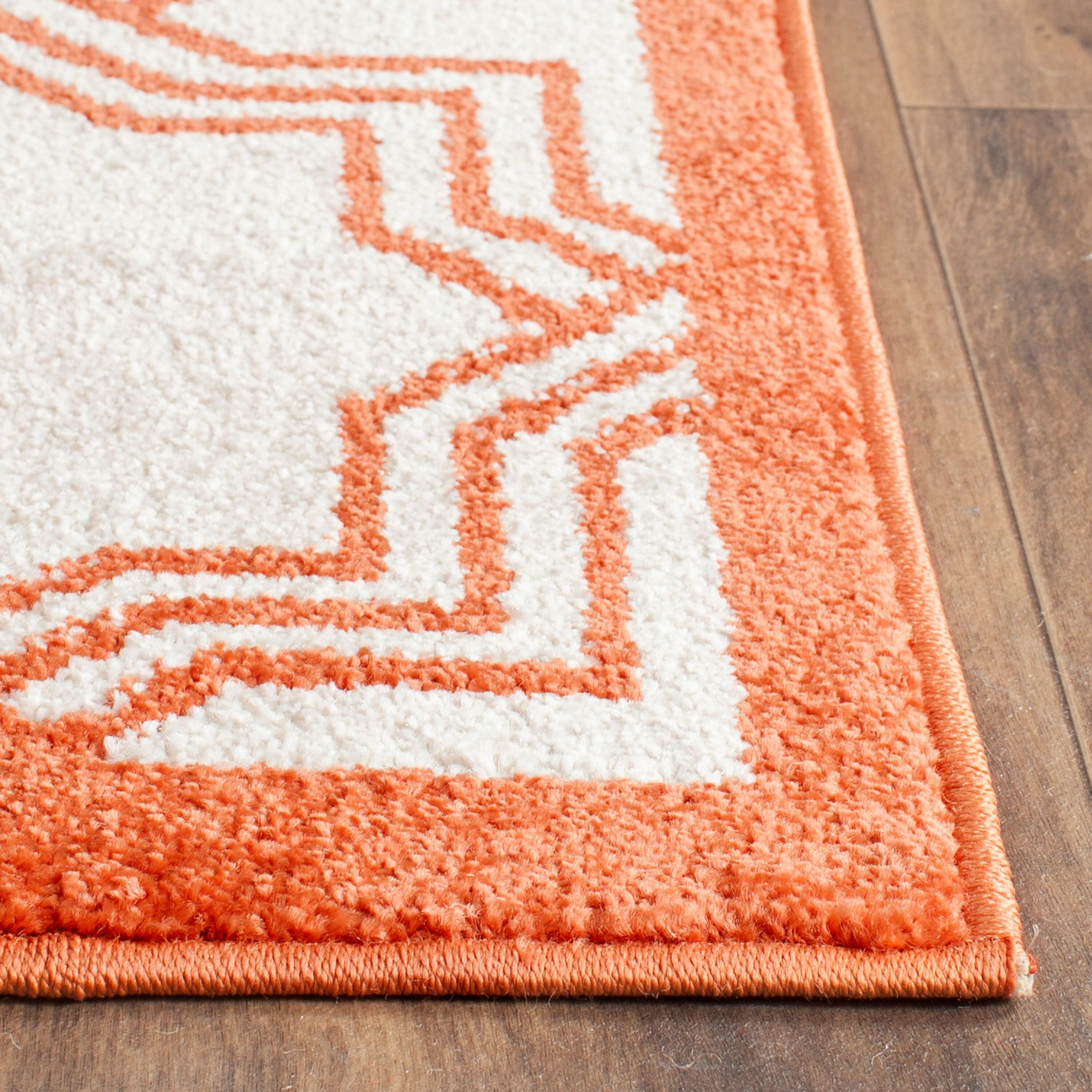 SAFAVIEH Amherst William Geometric Area Rug, Ivory/Orange, 5'3" x 8'