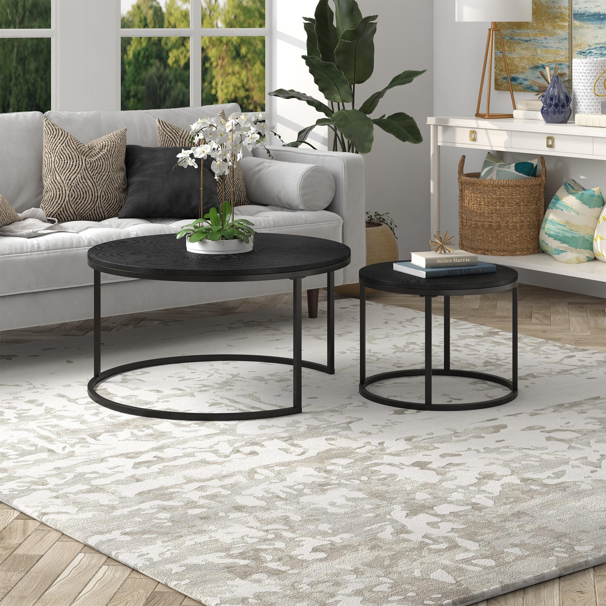 Henn&Hart 35" Black Nested Coffee Tables