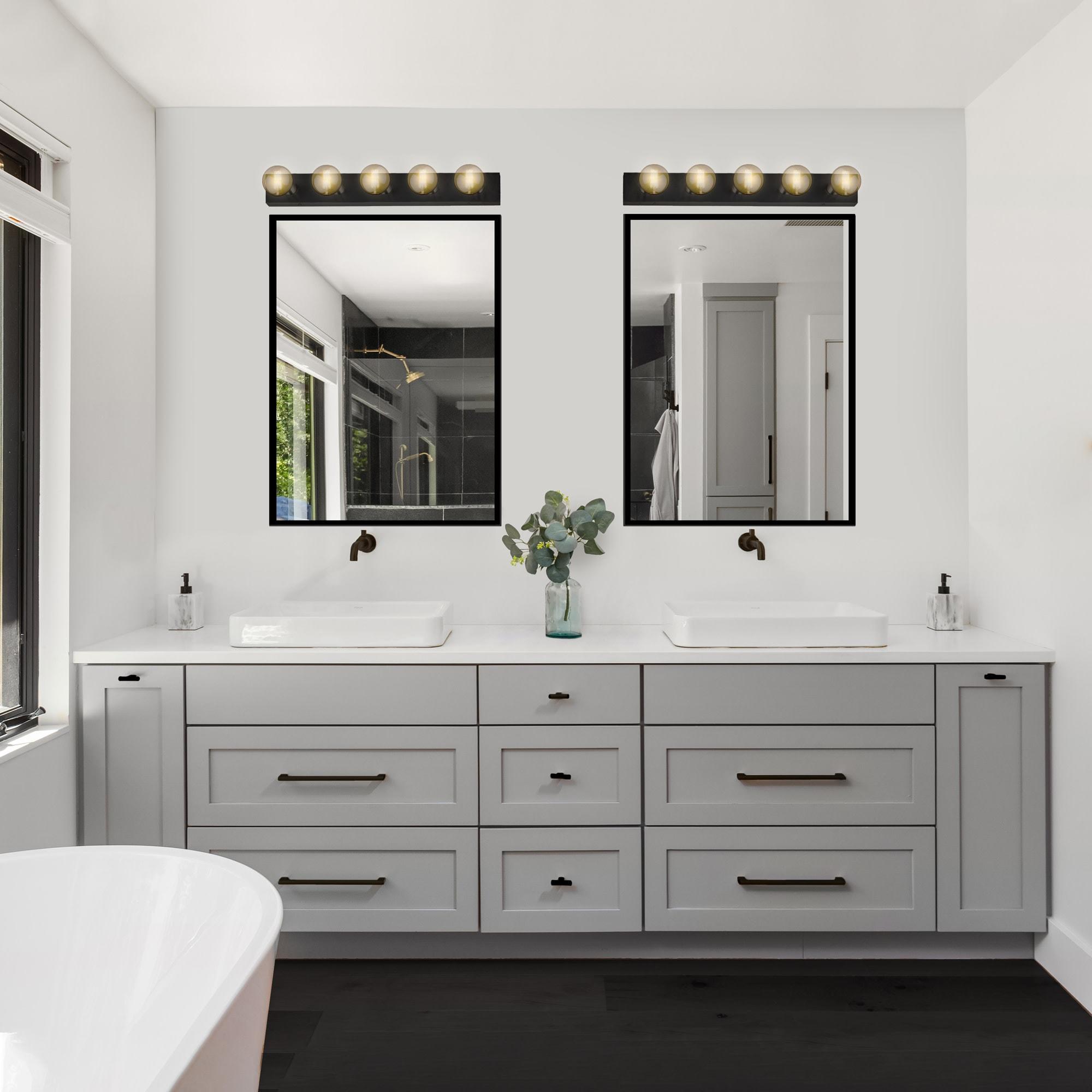 Design House 588582-BLK 5-Light Vanity Strip Light Contemporary Dimmable for Bathroom, Bedroom, Makeup Vanity, Matte Black