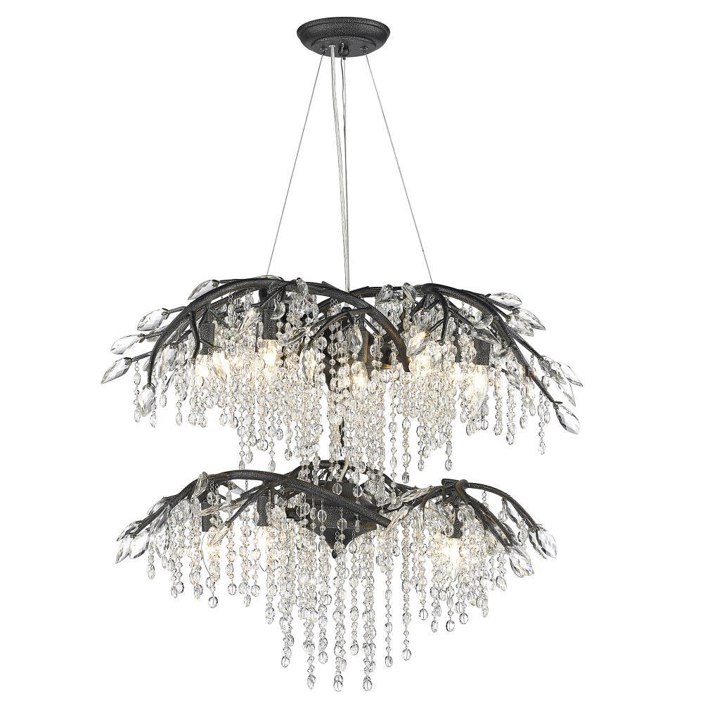 Golden Lighting Autumn Twilight 18-Light Chandelier in Black Iron