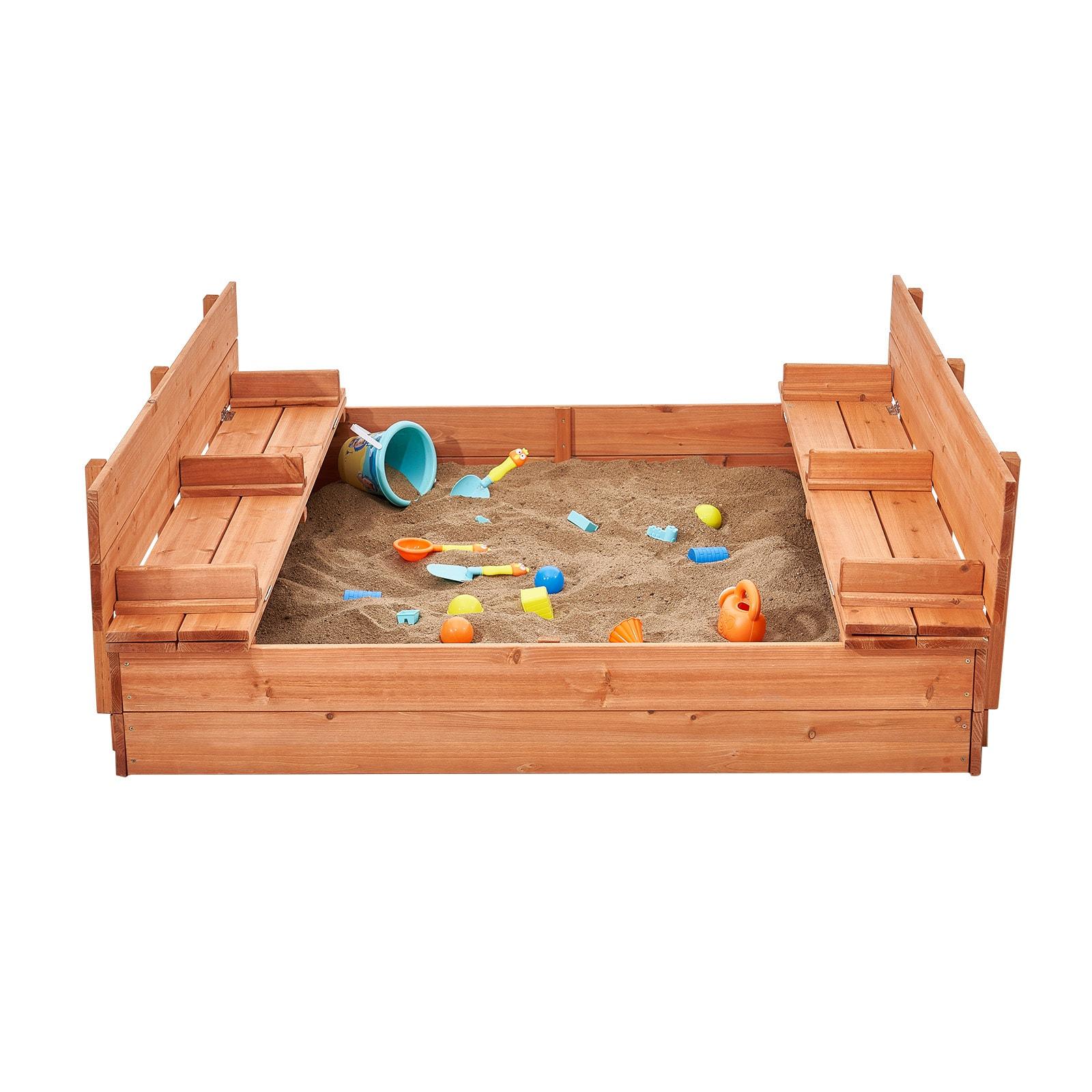 VEVOR 52.4-in x 47.2-in Brown Square Wood Sandbox