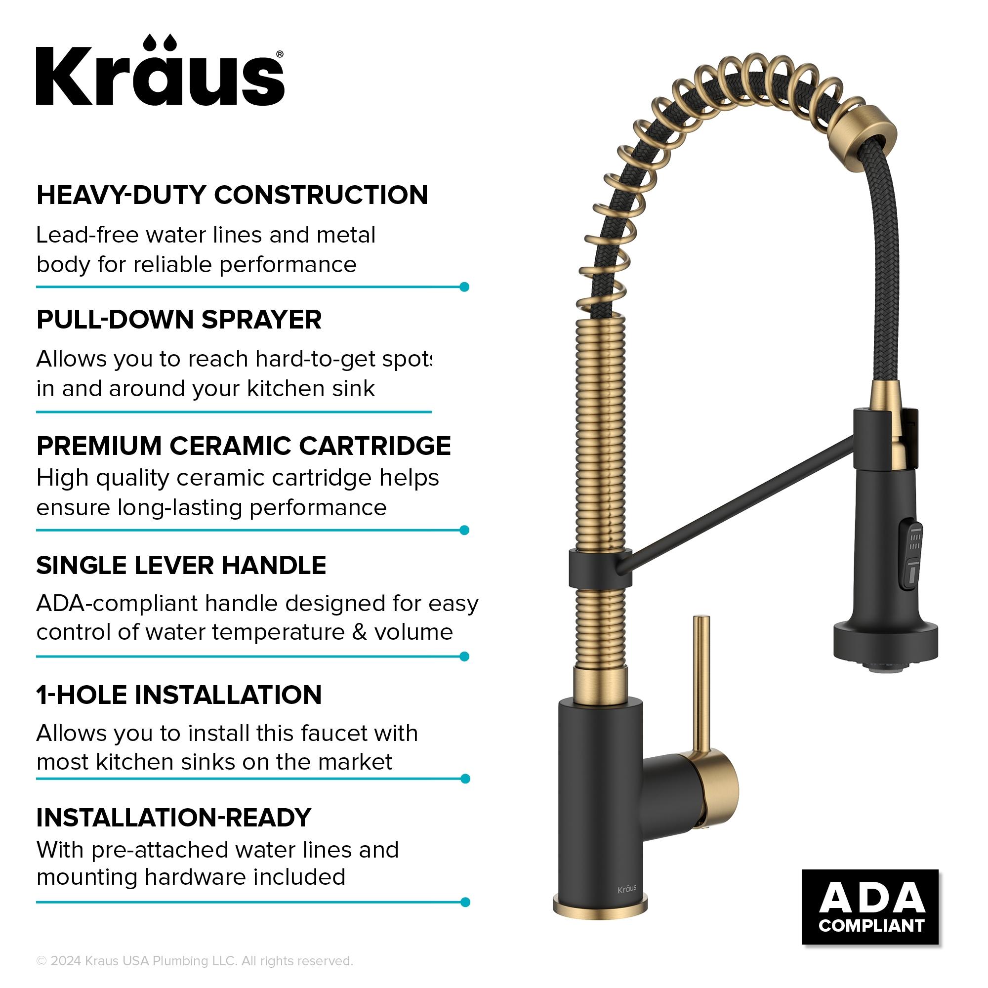 KRAUS Bolden Commercial Style 2-Function Single Handle Pull Down Kitchen Faucet