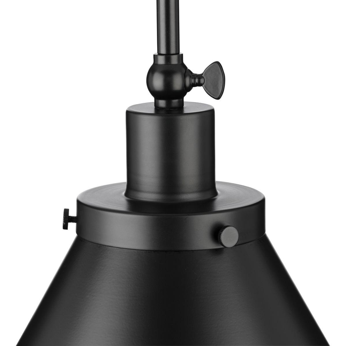 Progress Lighting Hinton 1-Light Pendant, Matte Black, Cone Shade