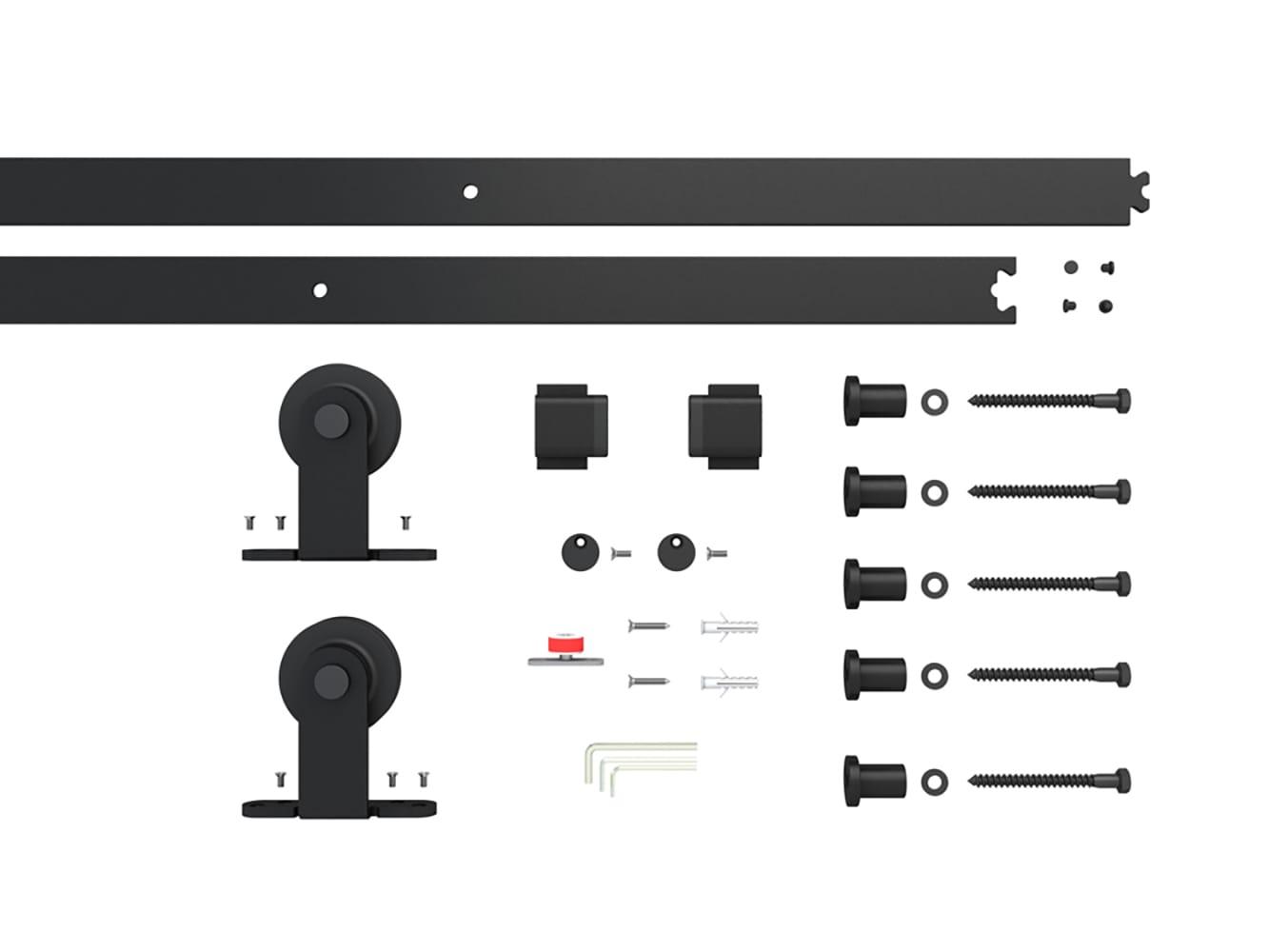 Calhome 84'' Solid Core Glass with Installation Hardware Kit Barn Door
