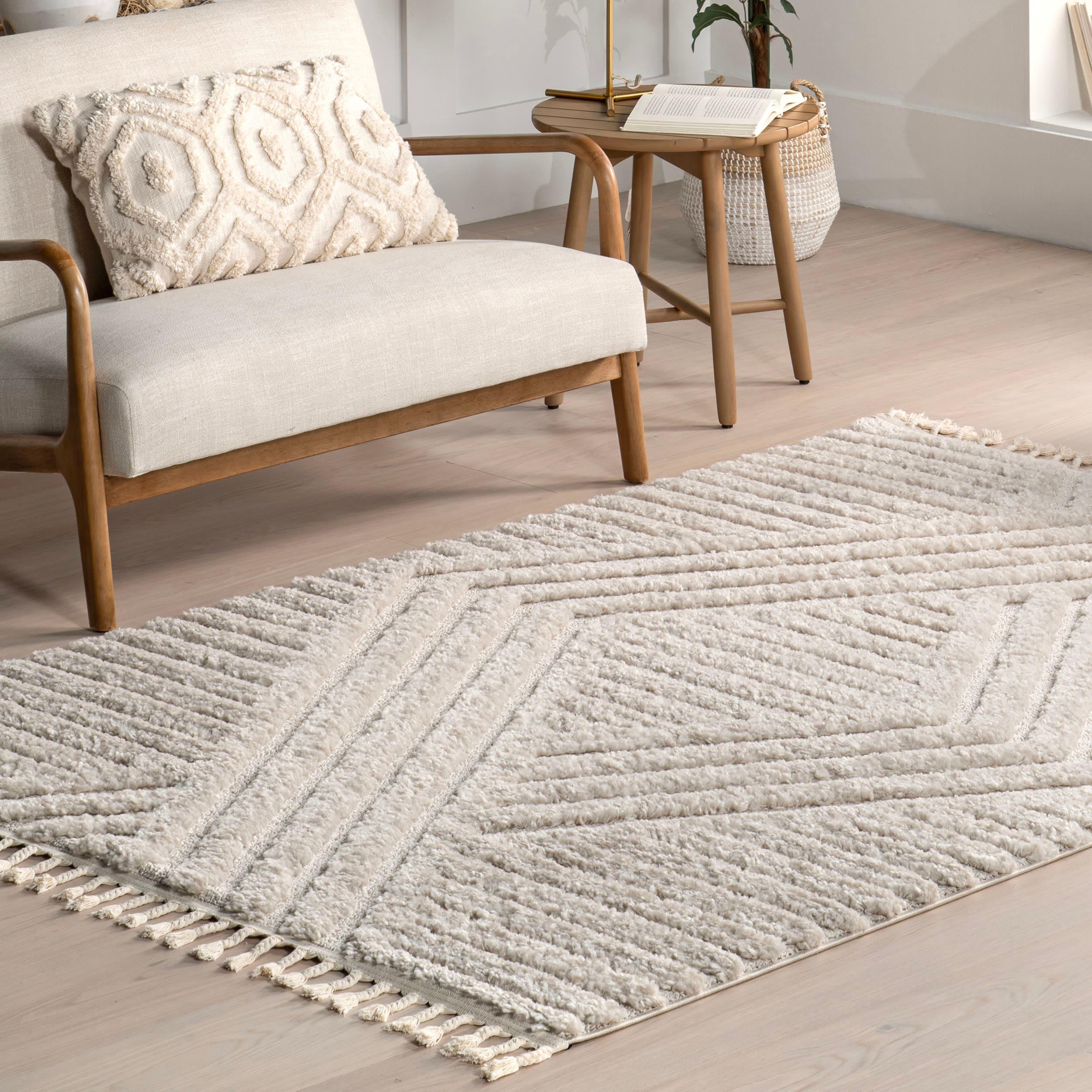 Nuloom Risette Solid 5x8 Shag Indoor Area Rug for Living Room Bedroom Dining Room Nursery, Beige
