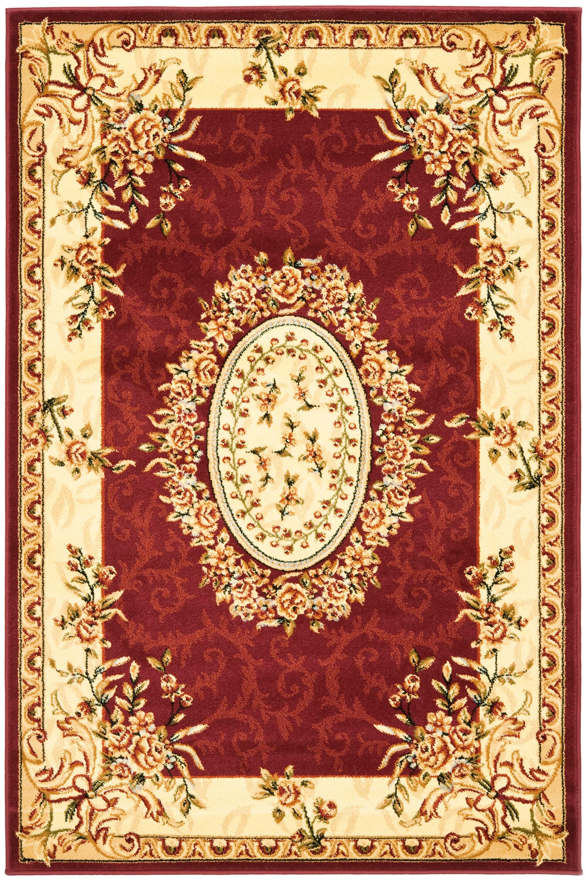 Lyndhurst LNH328 Power Loomed Area Rug - Red/Ivory - 4'x6' - Safavieh