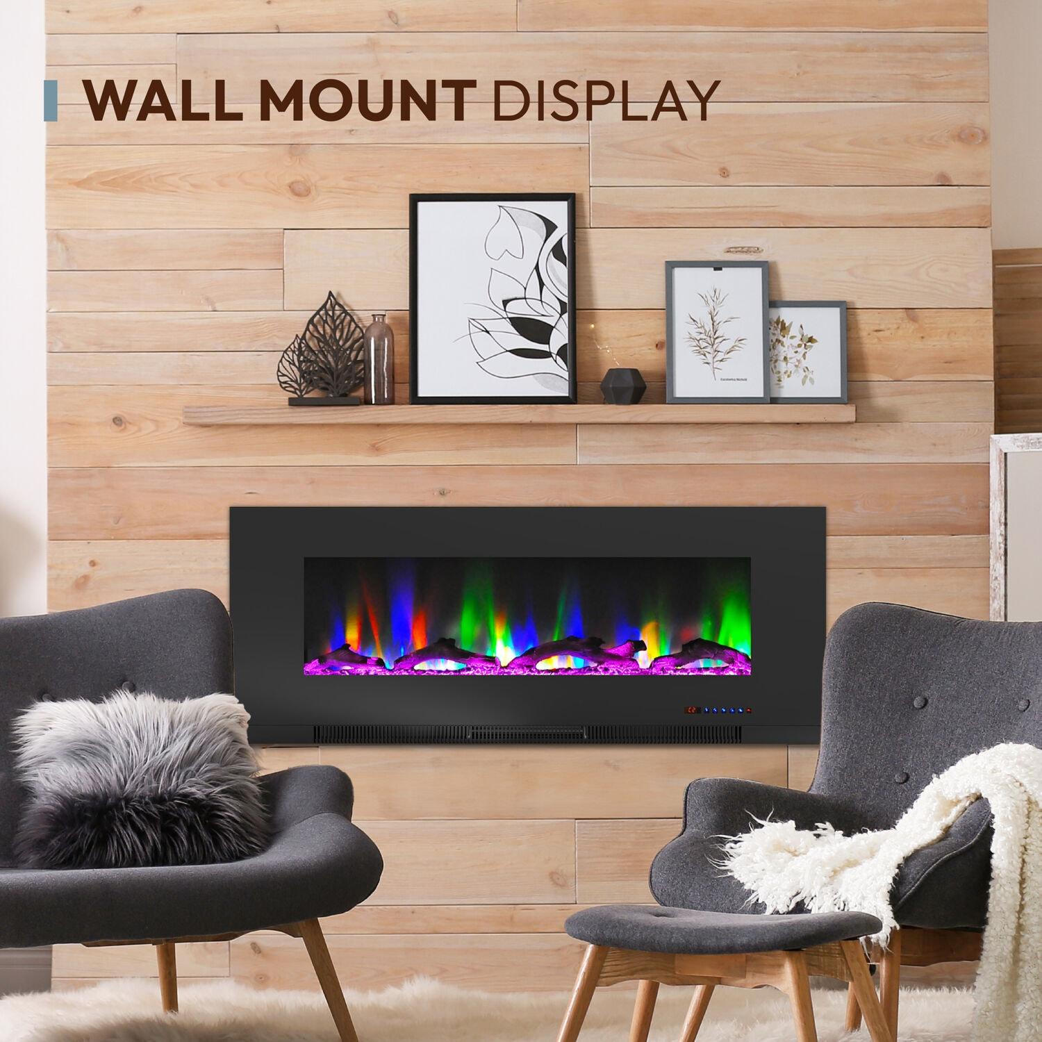 Cambridge Cambridge Wall Mount Electric Fireplace Heater with Remote Control for Indoor Use in Living Room, Bedroom, Home Office