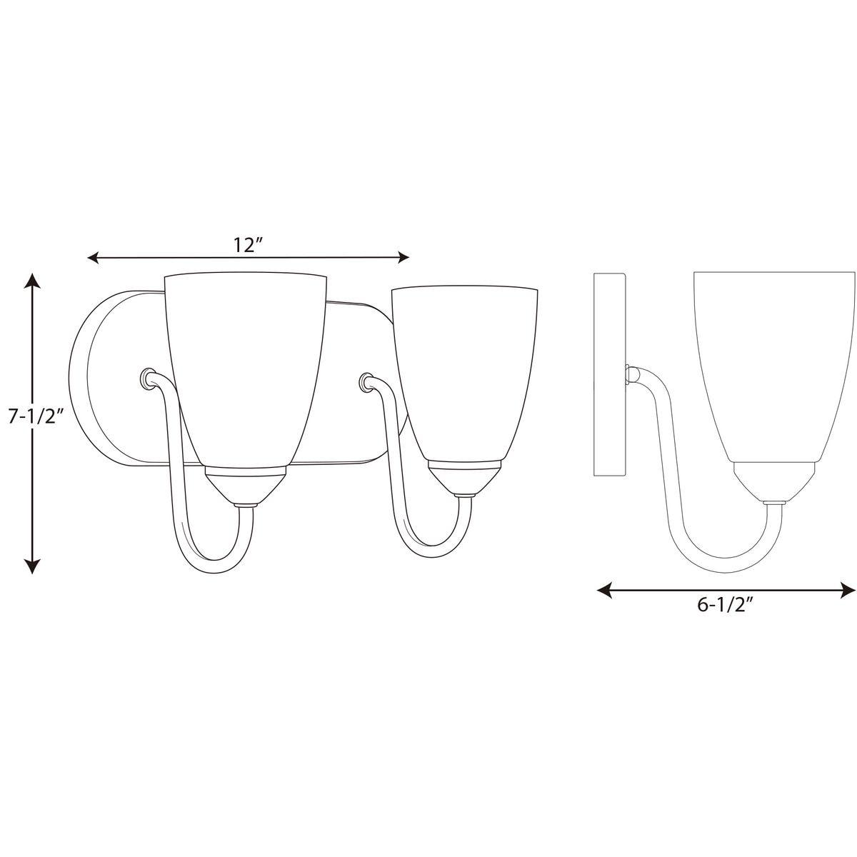 Progress Lighting Gather 2-Light Bath Bracket, Brushed Nickel, Etched Glass Shade