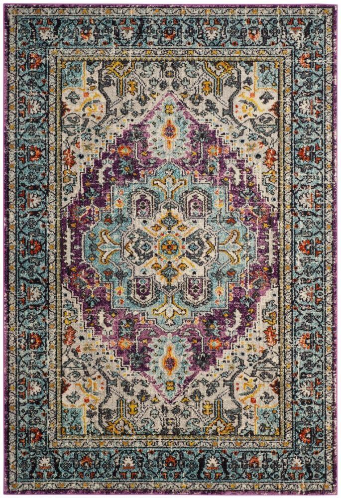 Monaco MNC251 Power Loomed Indoor Accent Rug - Violet/Light Blue - 4'x5'7" - Safavieh