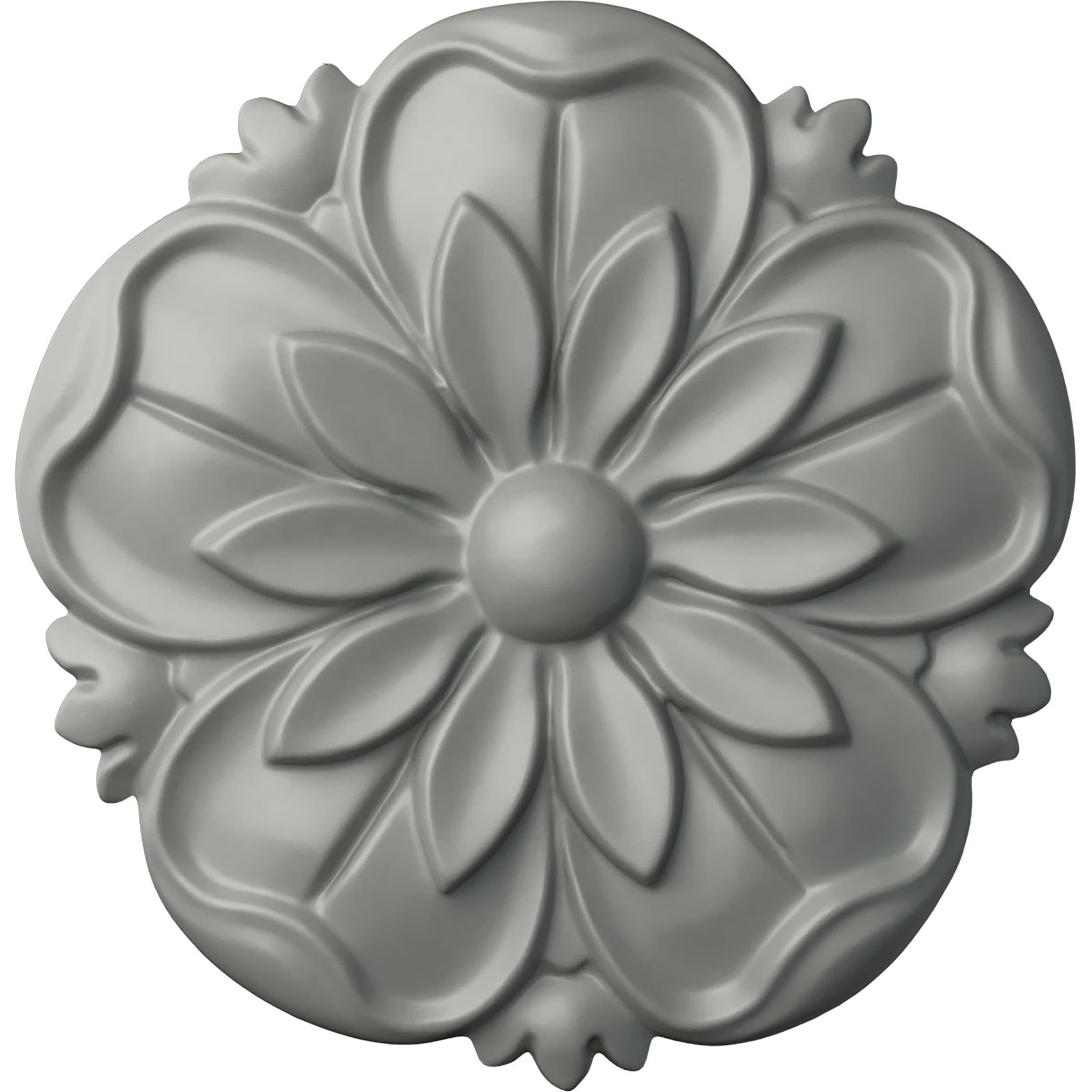 Primed Gray Round Floral Rosette Accent Piece