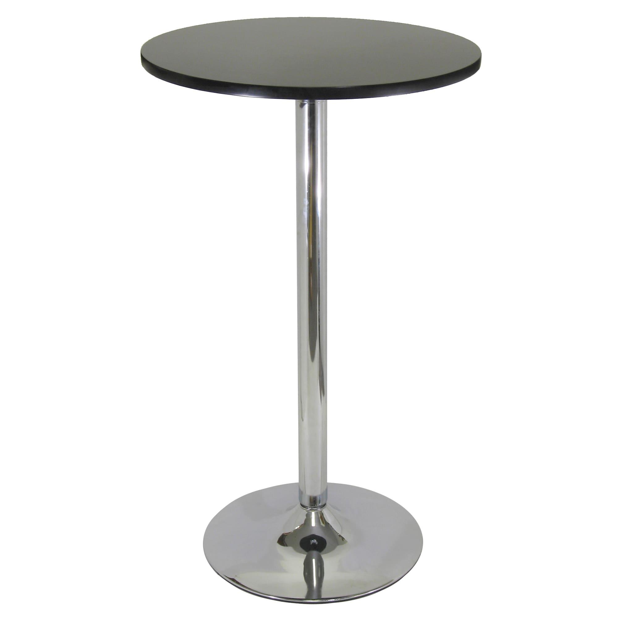 24" Spectrum Round Bar Height Table with Metal Legs Black - Winsome: Chrome Base, MDF Top, Contemporary Style
