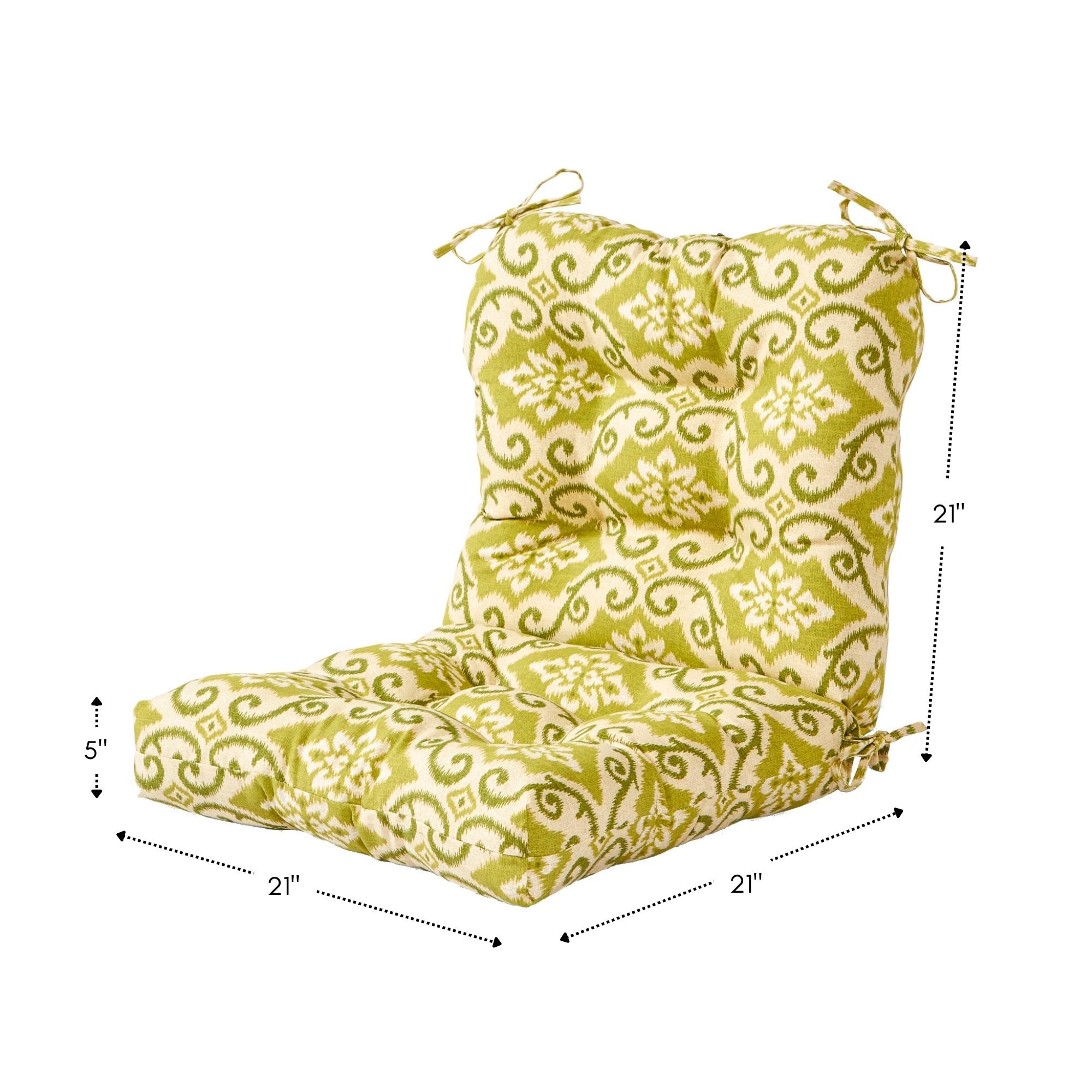Greendale Home Fashions Shoreham Green Ikat 42 x 21 in. Outdoor Reversible Tufted Chair Cushion