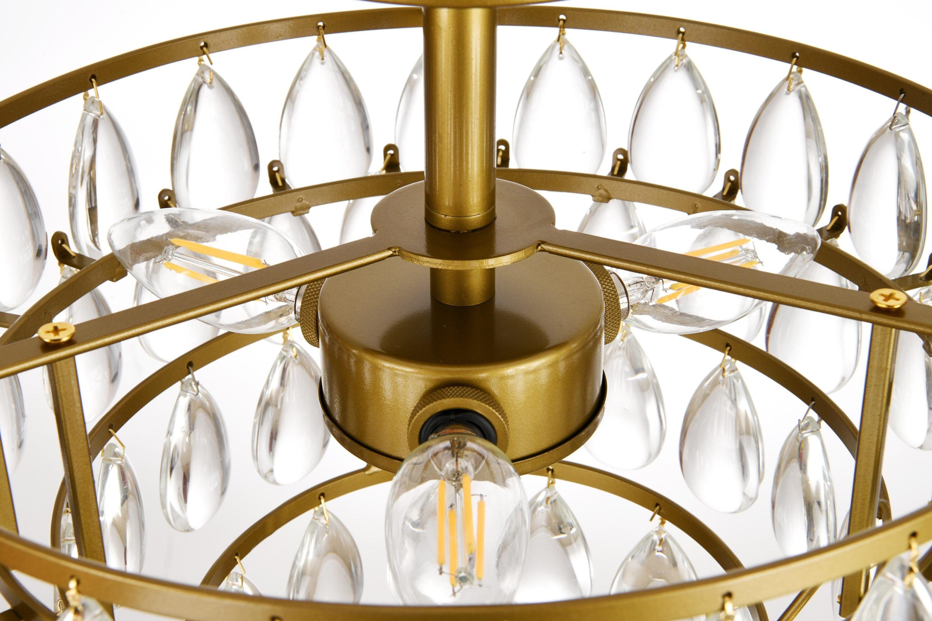 Elegant Lighting Mila 14 inch flush mount in brass