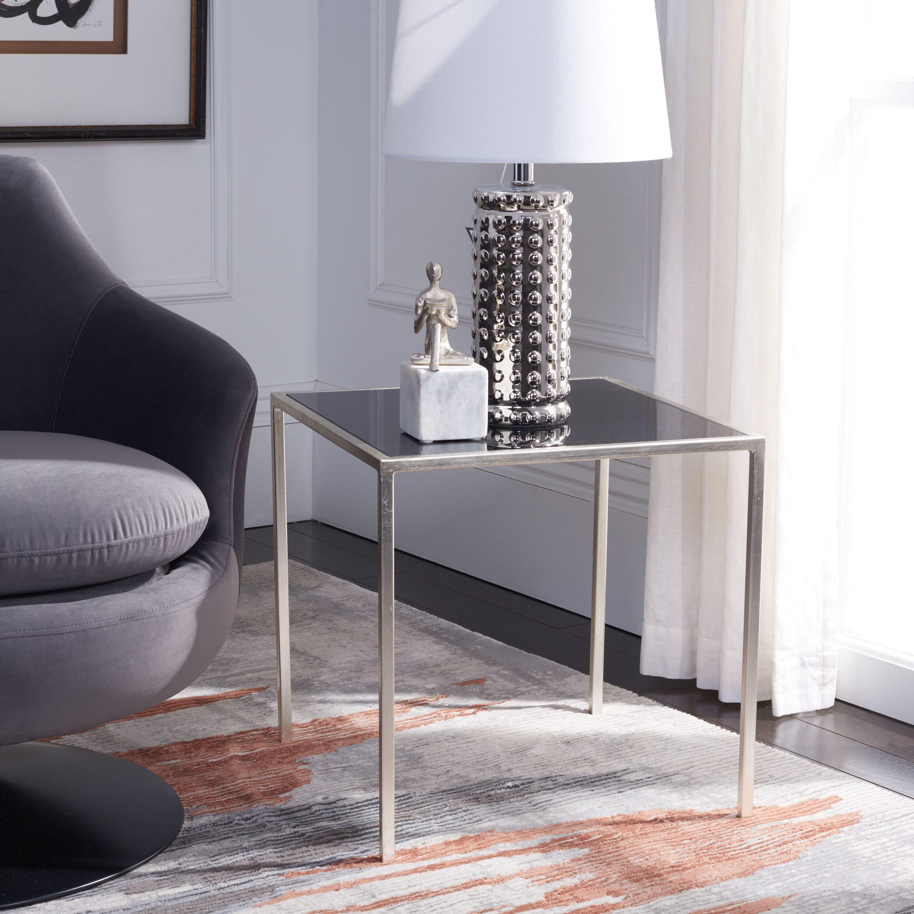 Kiley Accent Table - Silver/Black Glass - Safavieh.