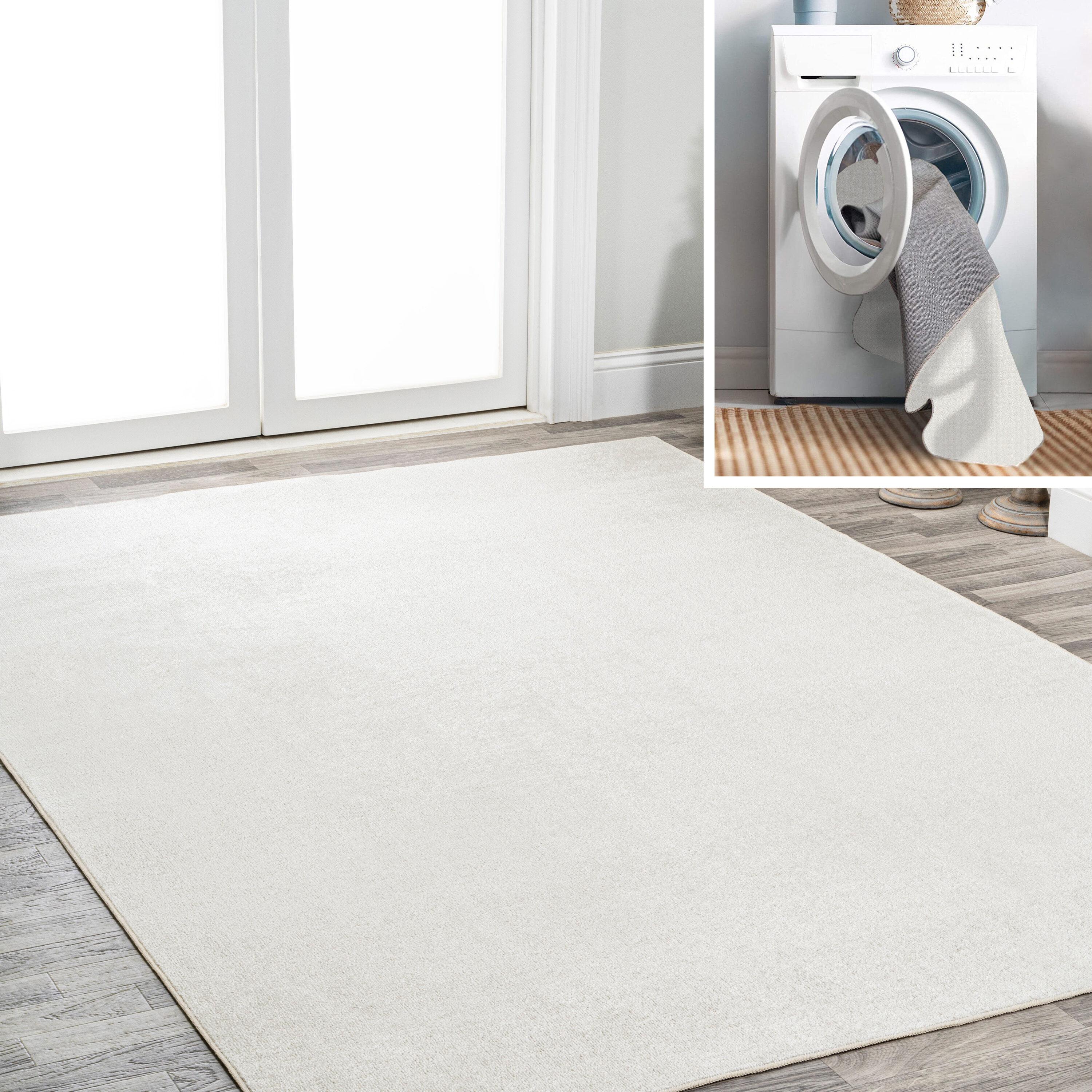 JONATHAN Y Twyla Classic Solid Low-Pile Machine-Washable Cream 4 ft. x 6 ft. Area Rug