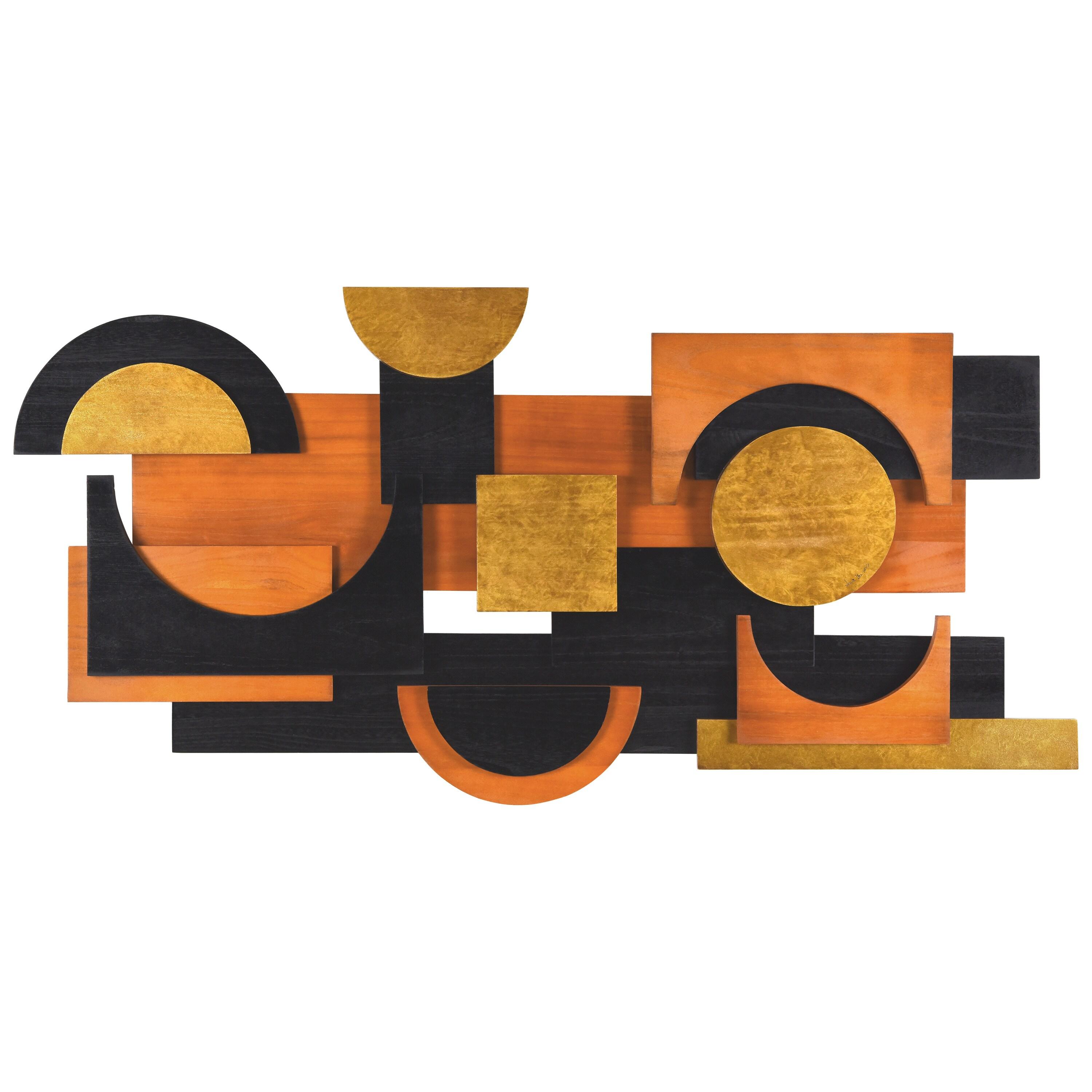 'Amber Embraces II' Hand Made & Hand Finished Dimensional Solid Paulownia Wood Abstracts Wall Art