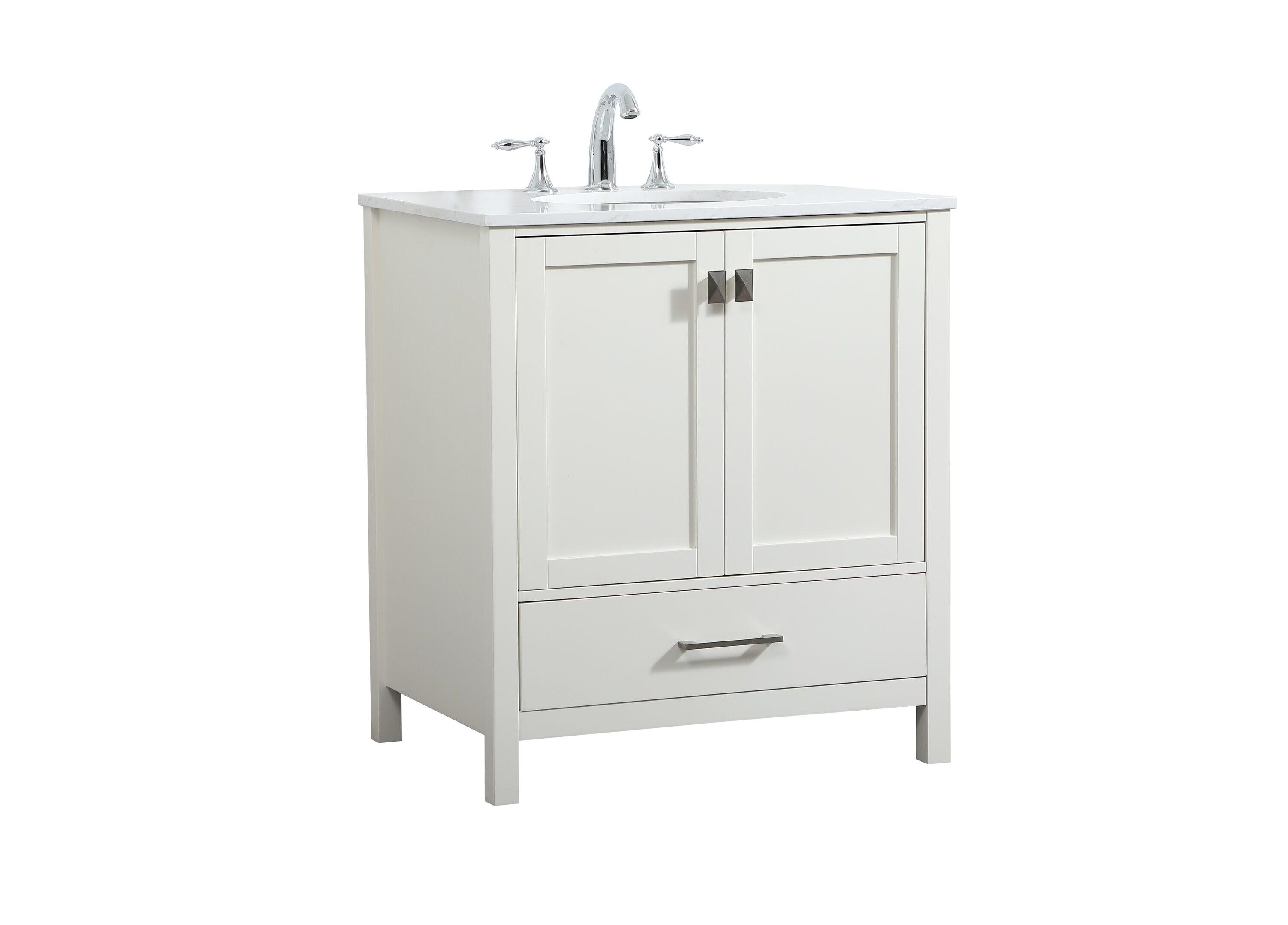 Elegant Decor Irene 30" Zinc Alloy MDF Single Bathroom Vanity in White